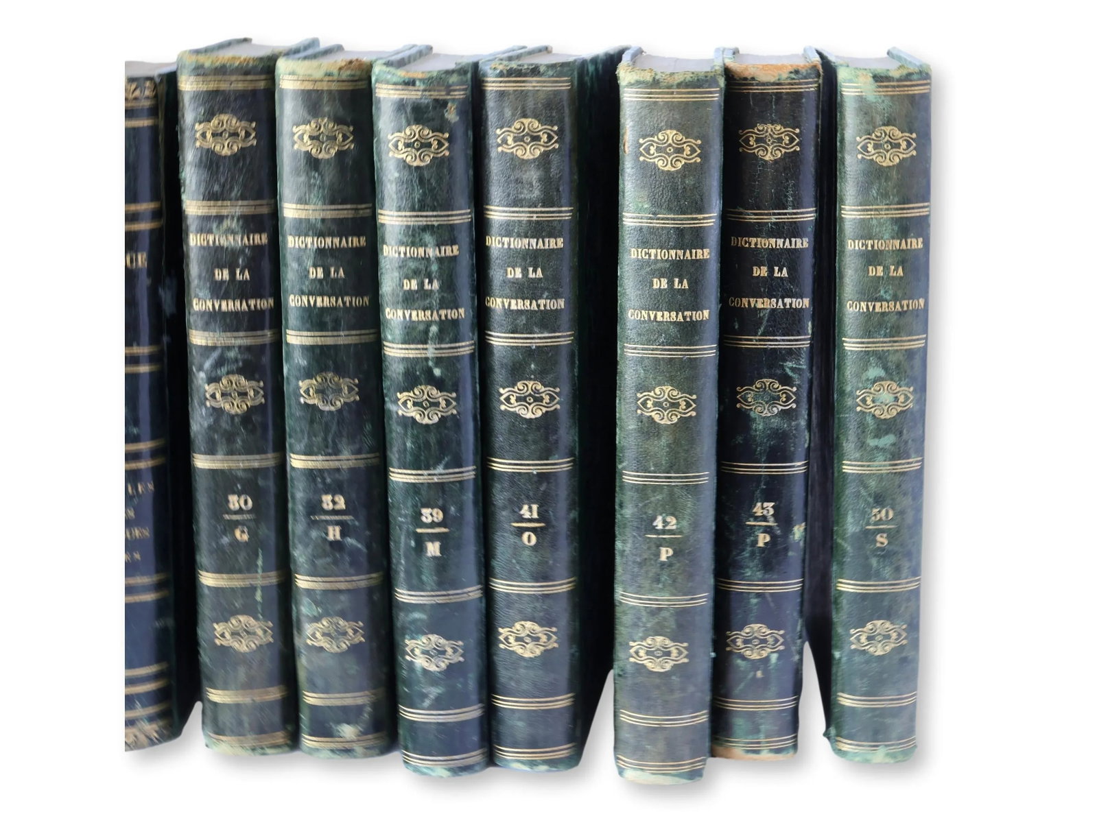 Mid-19th-Century French Leather Wrapped "Dictionnaire De La Conversation" Books - Set of 9 - 6