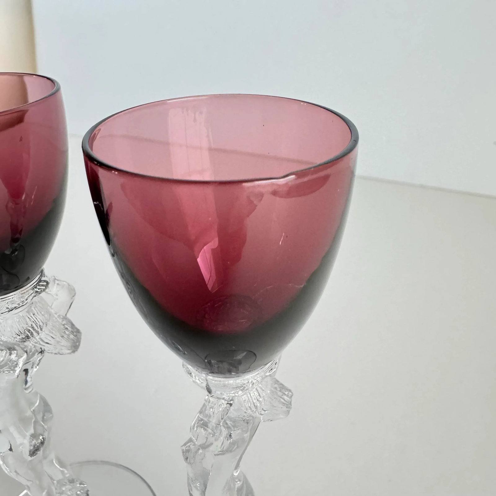 Cambridge Statuesque Nude Stem Cordial Glasses Brandy Port Wine Purple Amethyst Bowl - 10