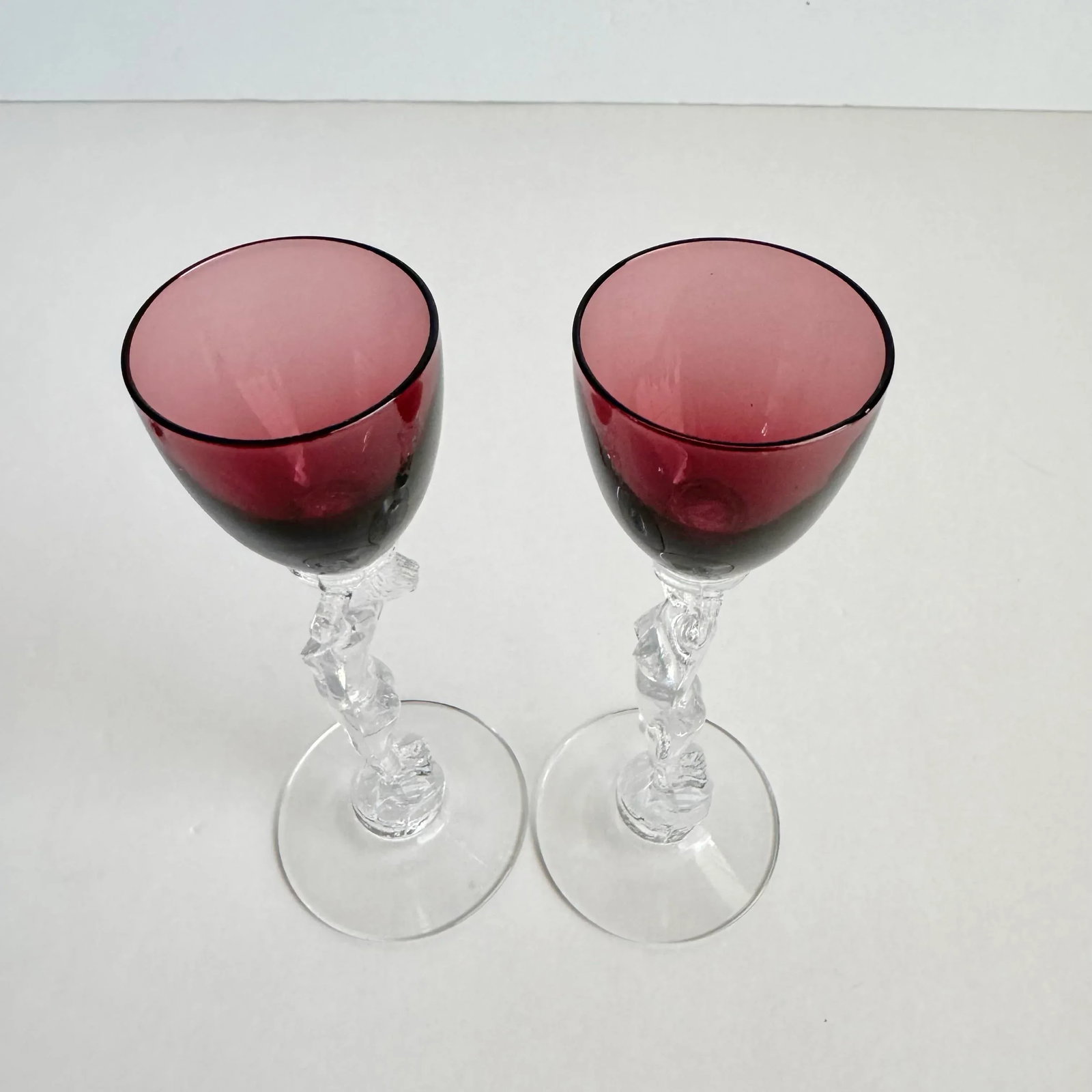 Cambridge Statuesque Nude Stem Cordial Glasses Brandy Port Wine Purple Amethyst Bowl - 5