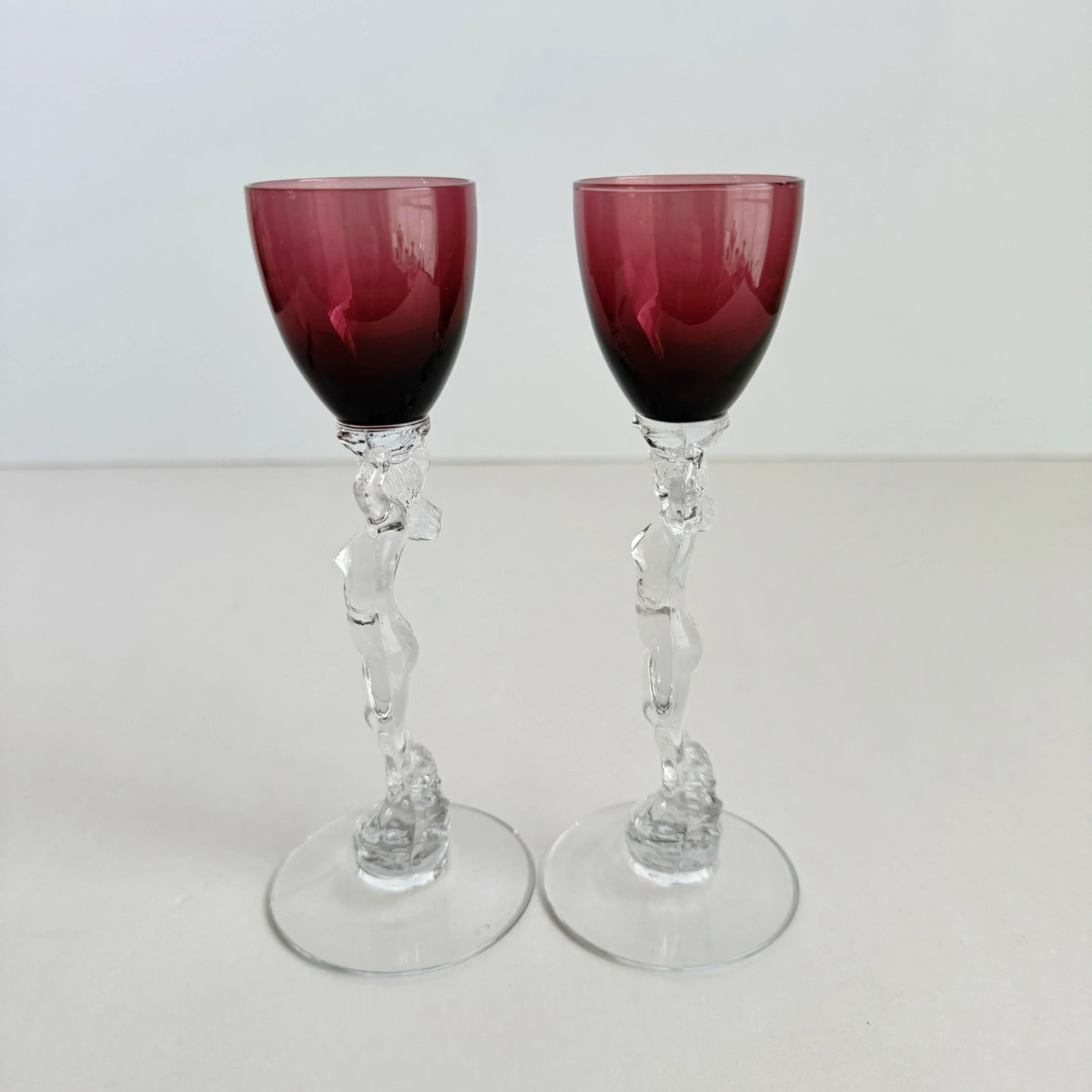 Cambridge Statuesque Nude Stem Cordial Glasses Brandy Port Wine Purple Amethyst Bowl - 6