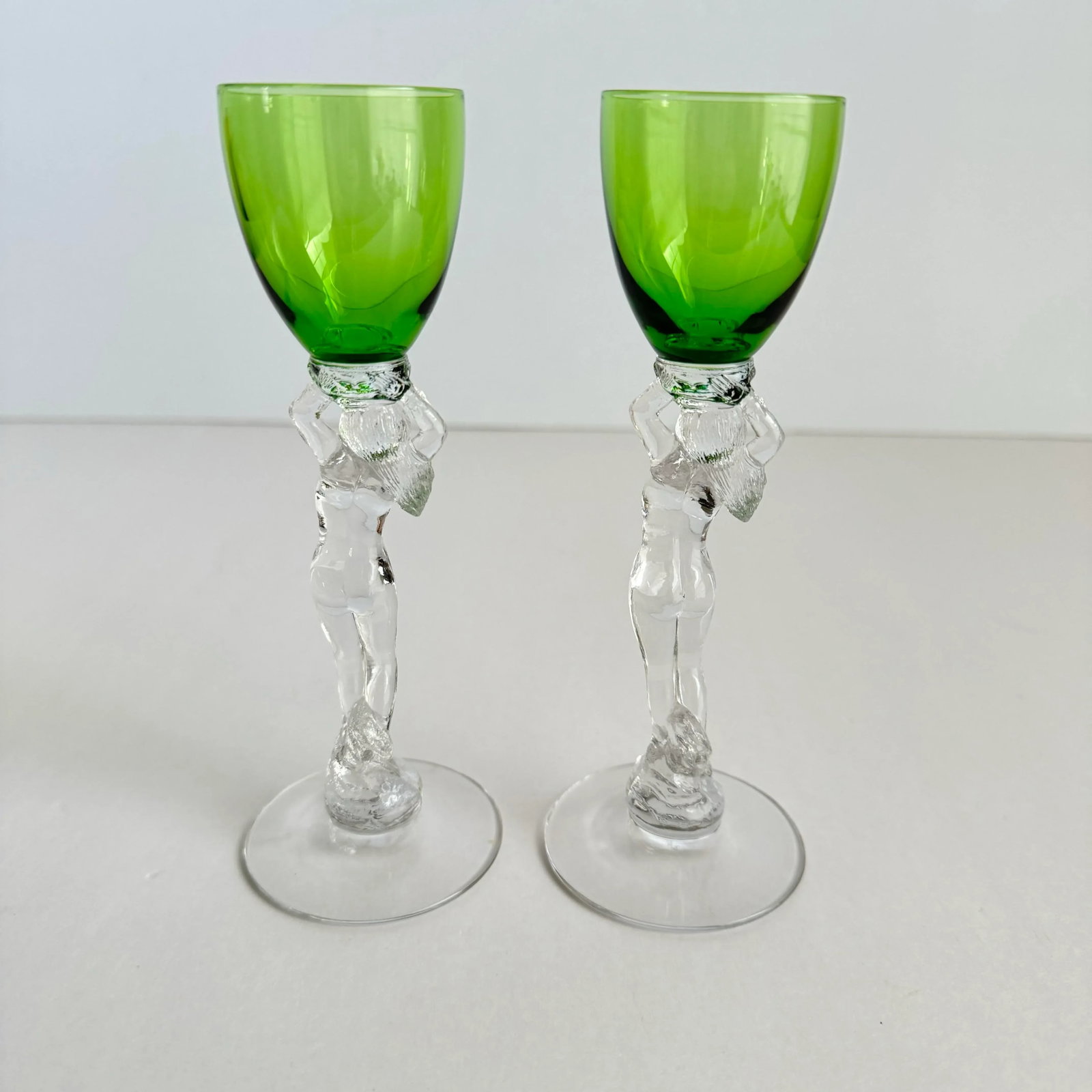 Cambridge Statuesque Nude Stem Cordial Glasses Brandy Port Wine Emerald Green Bowl - 6