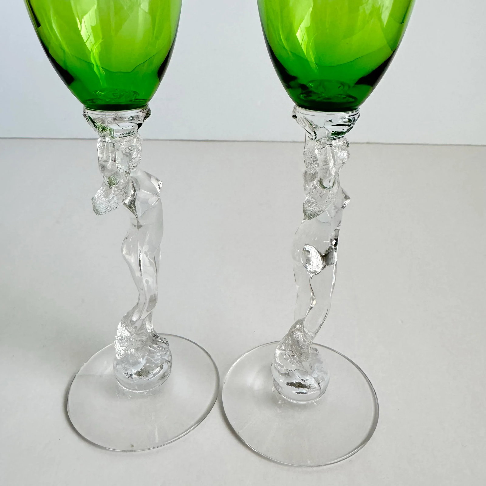 Cambridge Statuesque Nude Stem Cordial Glasses Brandy Port Wine Emerald Green Bowl - 7