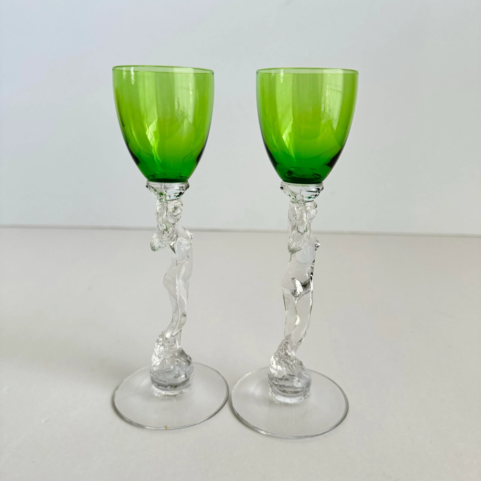Cambridge Statuesque Nude Stem Cordial Glasses Brandy Port Wine Emerald Green Bowl - 8