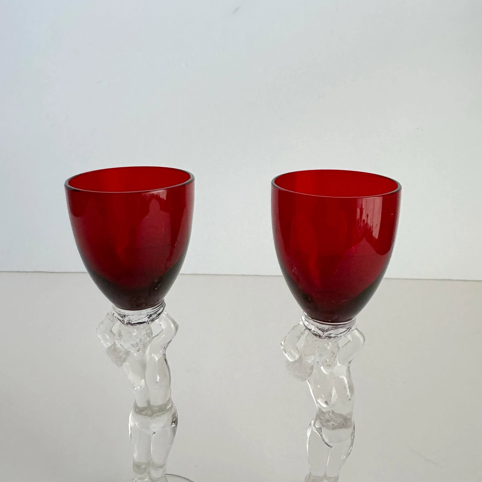 Cambridge Statuesque Nude Stem Cordial Glasses Brandy Port Wine Ruby Red Bowl - 3