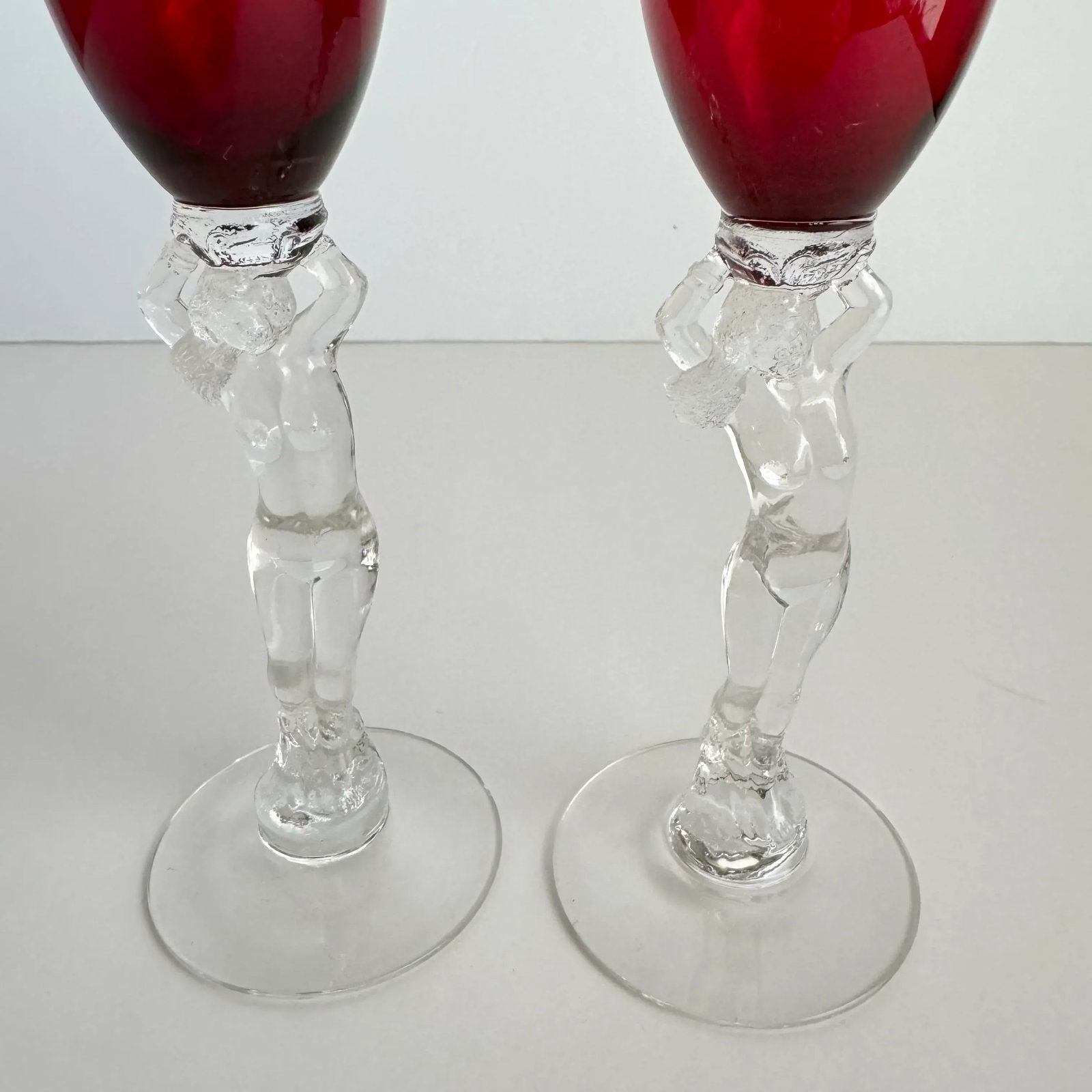 Cambridge Statuesque Nude Stem Cordial Glasses Brandy Port Wine Ruby Red Bowl - 4