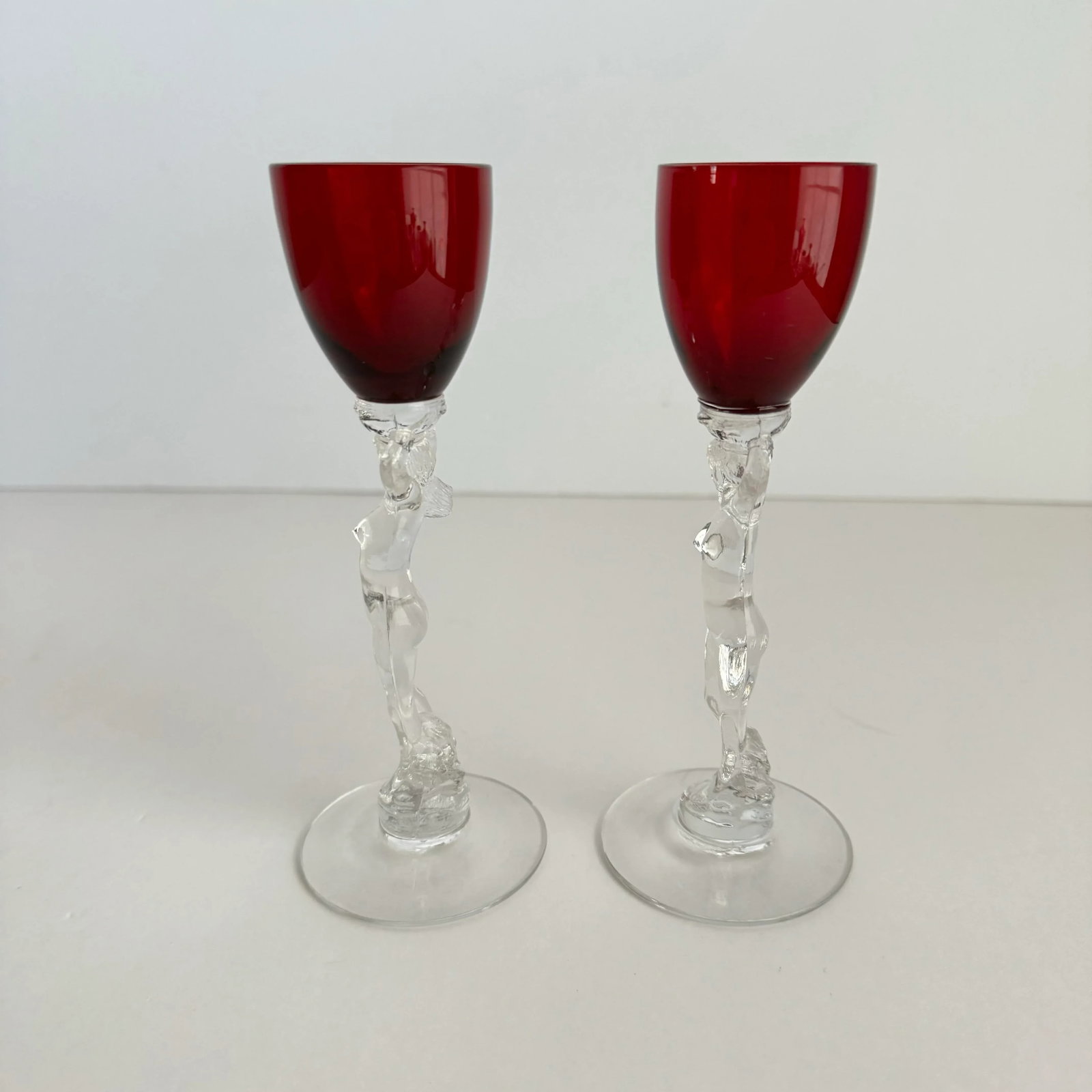 Cambridge Statuesque Nude Stem Cordial Glasses Brandy Port Wine Ruby Red Bowl - 7
