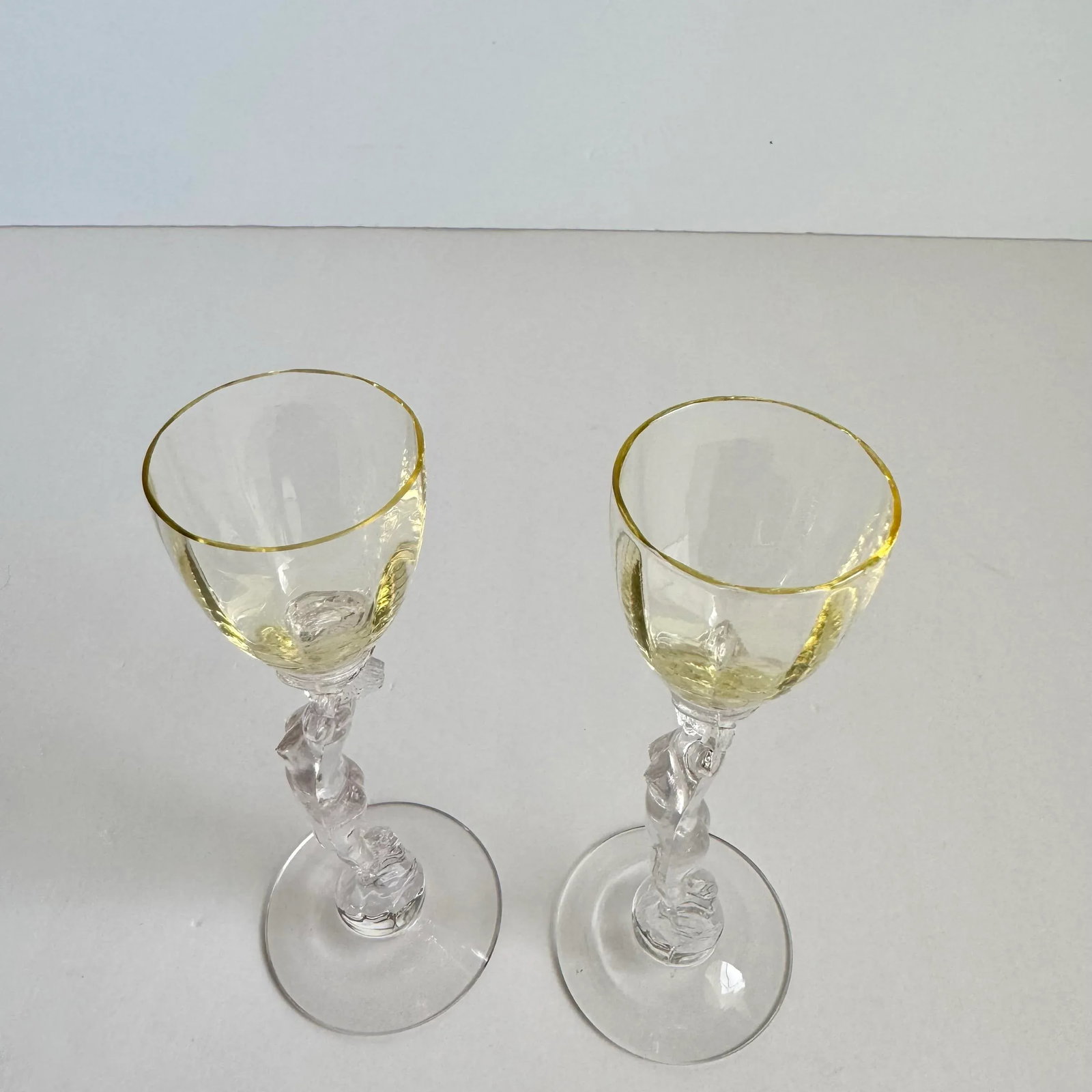 Cambridge Statuesque Nude Stem Cordial Glasses Brandy Port Wine Pale Yellow Bowl - 5