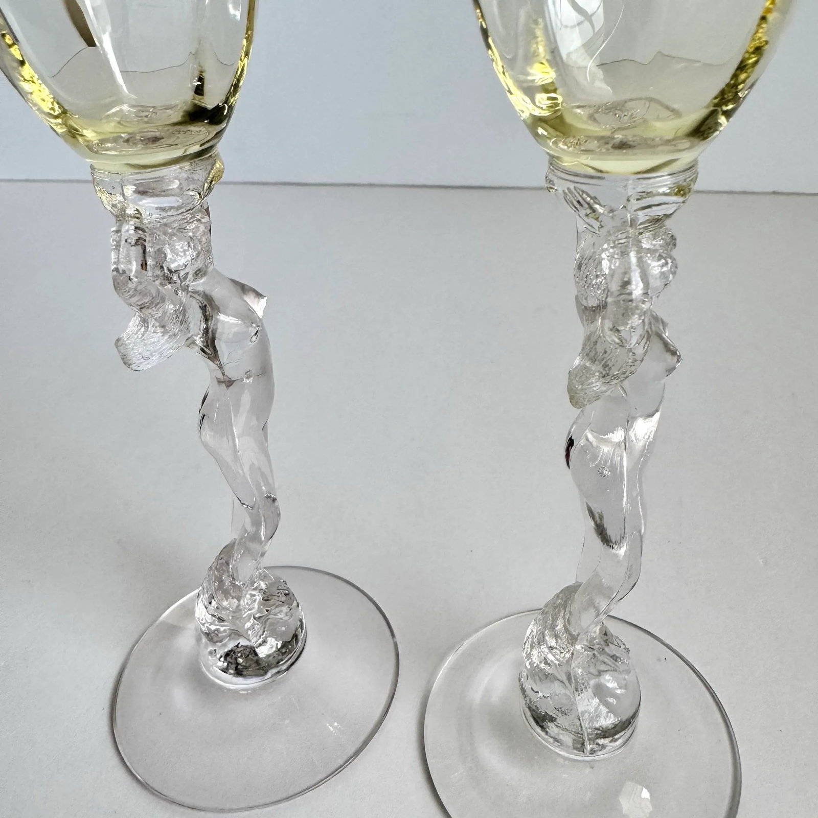 Cambridge Statuesque Nude Stem Cordial Glasses Brandy Port Wine Pale Yellow Bowl - 8