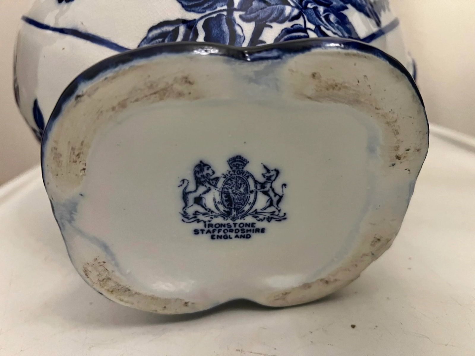 Antique Pitcher & Wash Basin Bowl Ironstone Staffordshire Set of 2 - 11