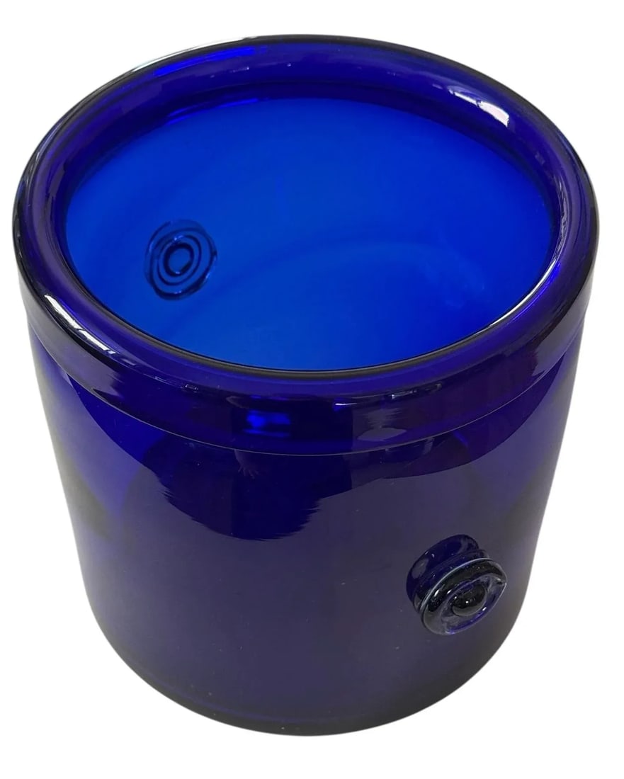 Large Vintage Hand Blown Glass Cobalt Blue Champagne or Ice Bucket - 10