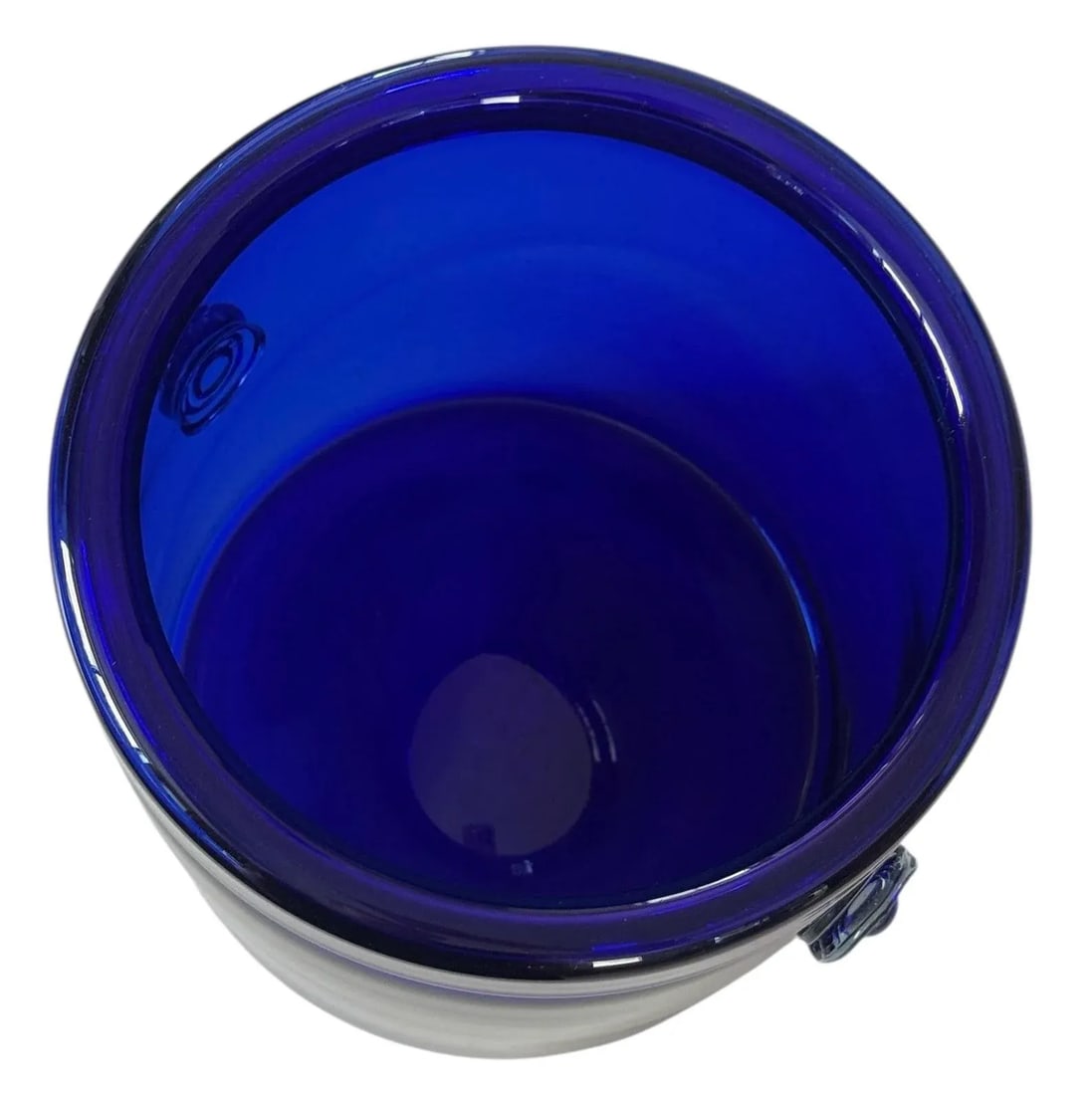 Large Vintage Hand Blown Glass Cobalt Blue Champagne or Ice Bucket - 3