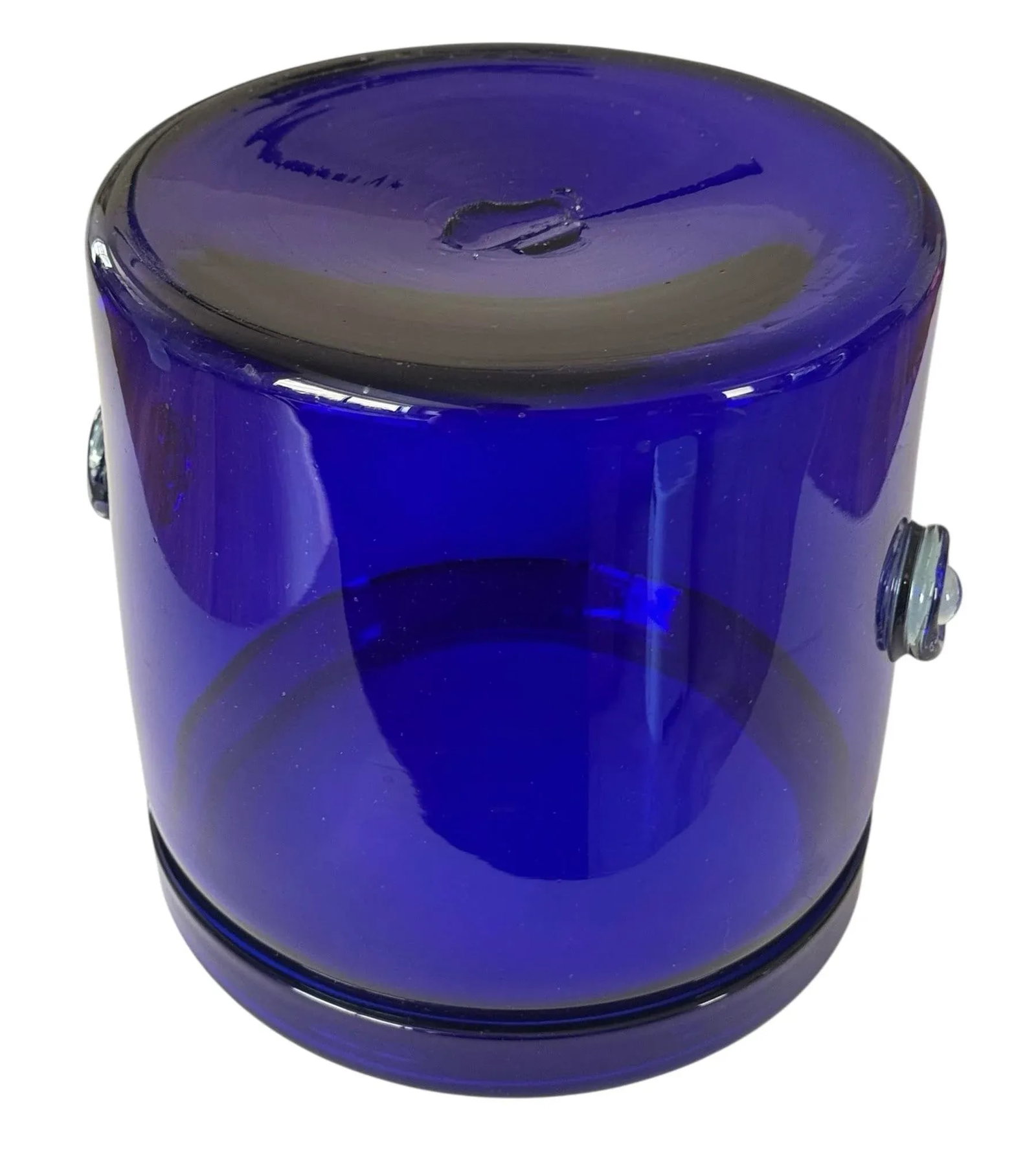 Large Vintage Hand Blown Glass Cobalt Blue Champagne or Ice Bucket - 8