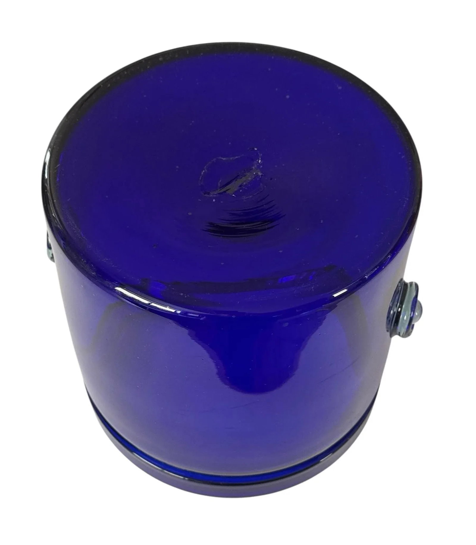 Large Vintage Hand Blown Glass Cobalt Blue Champagne or Ice Bucket - 9