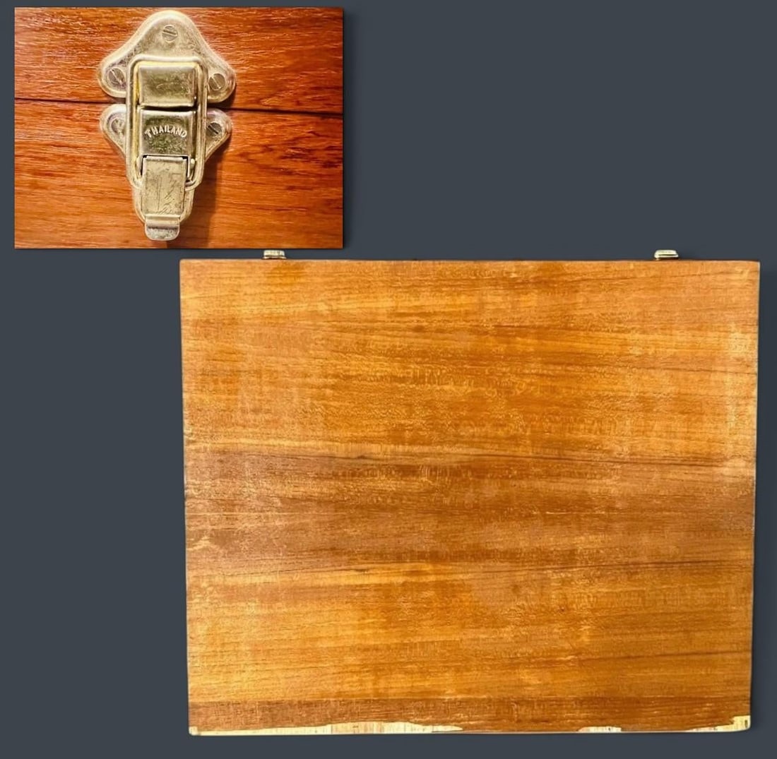 Mid Century Modern Flatware Set in Rosewood & Bronze-Teak Case, Thailand- 100 Pieces - 11