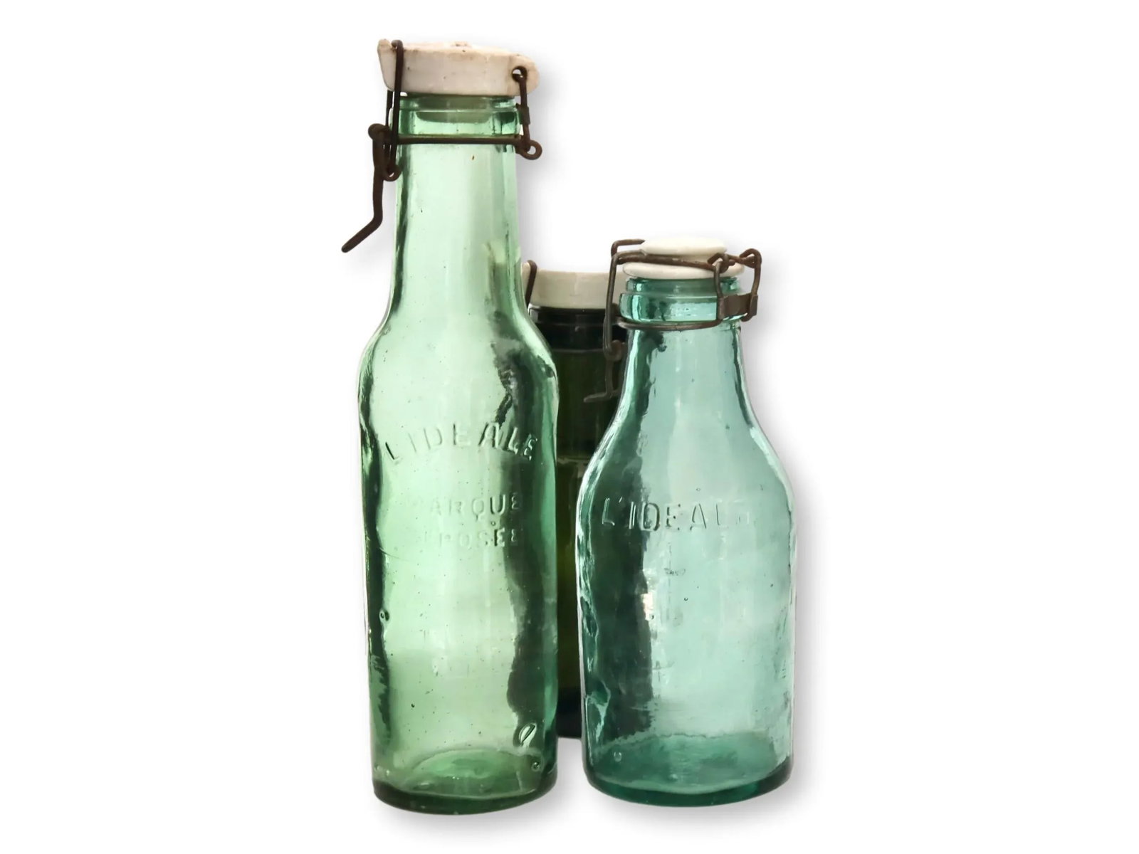 Antique French Swing Top Food Storage Bottles - 2
