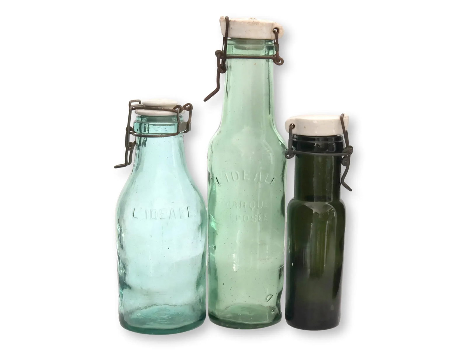 Antique French Swing Top Food Storage Bottles - 3