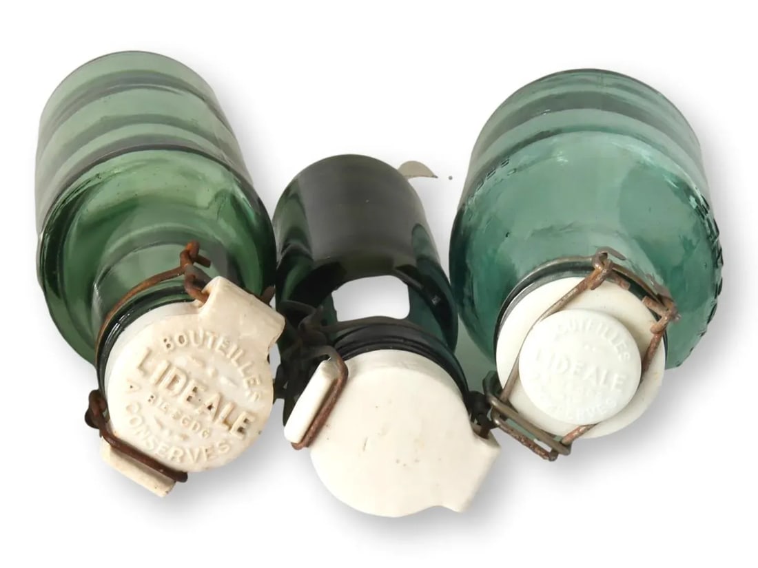 Antique French Swing Top Food Storage Bottles - 4