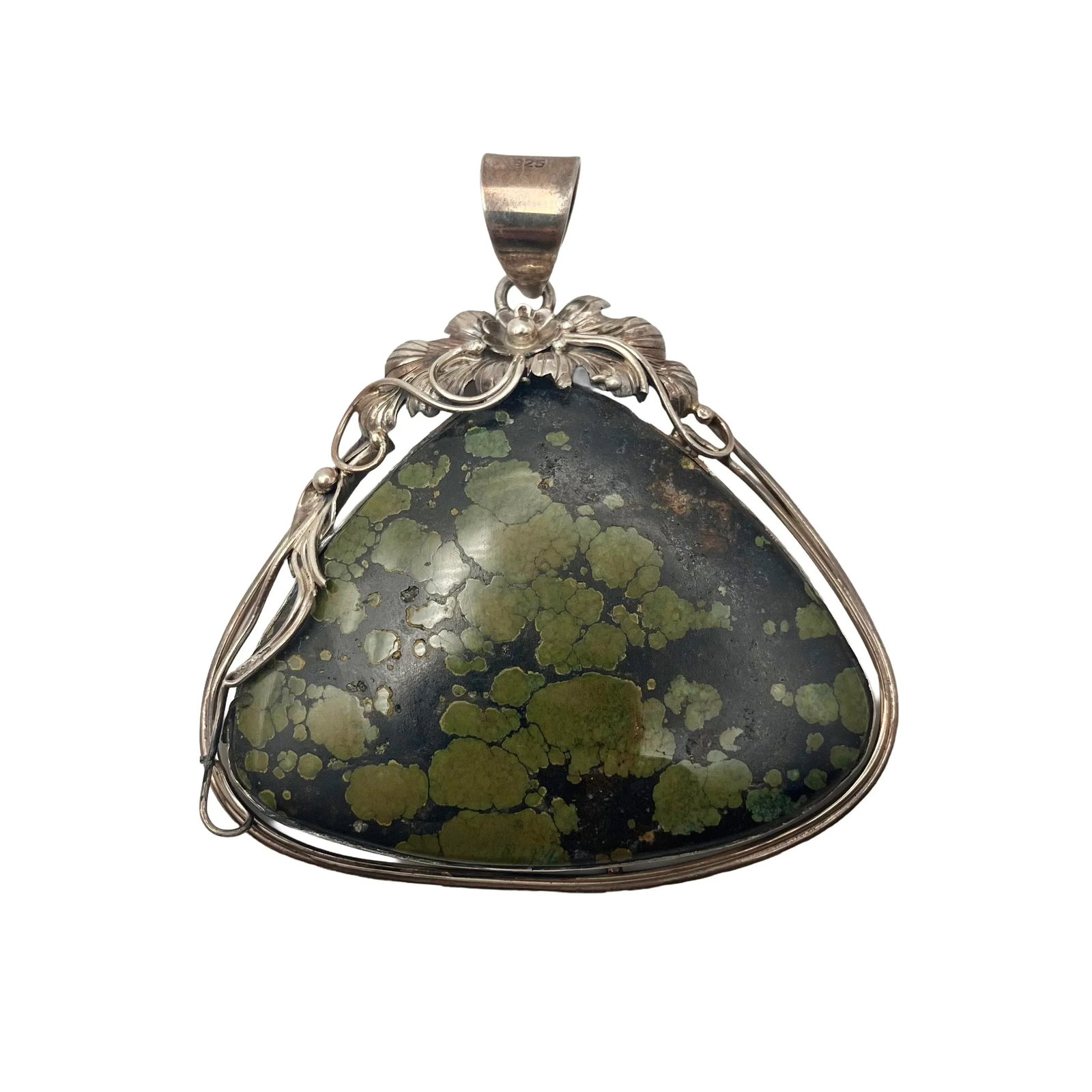 Vintage Spiderweb Turquoise Sterling Silver Pendant - 10