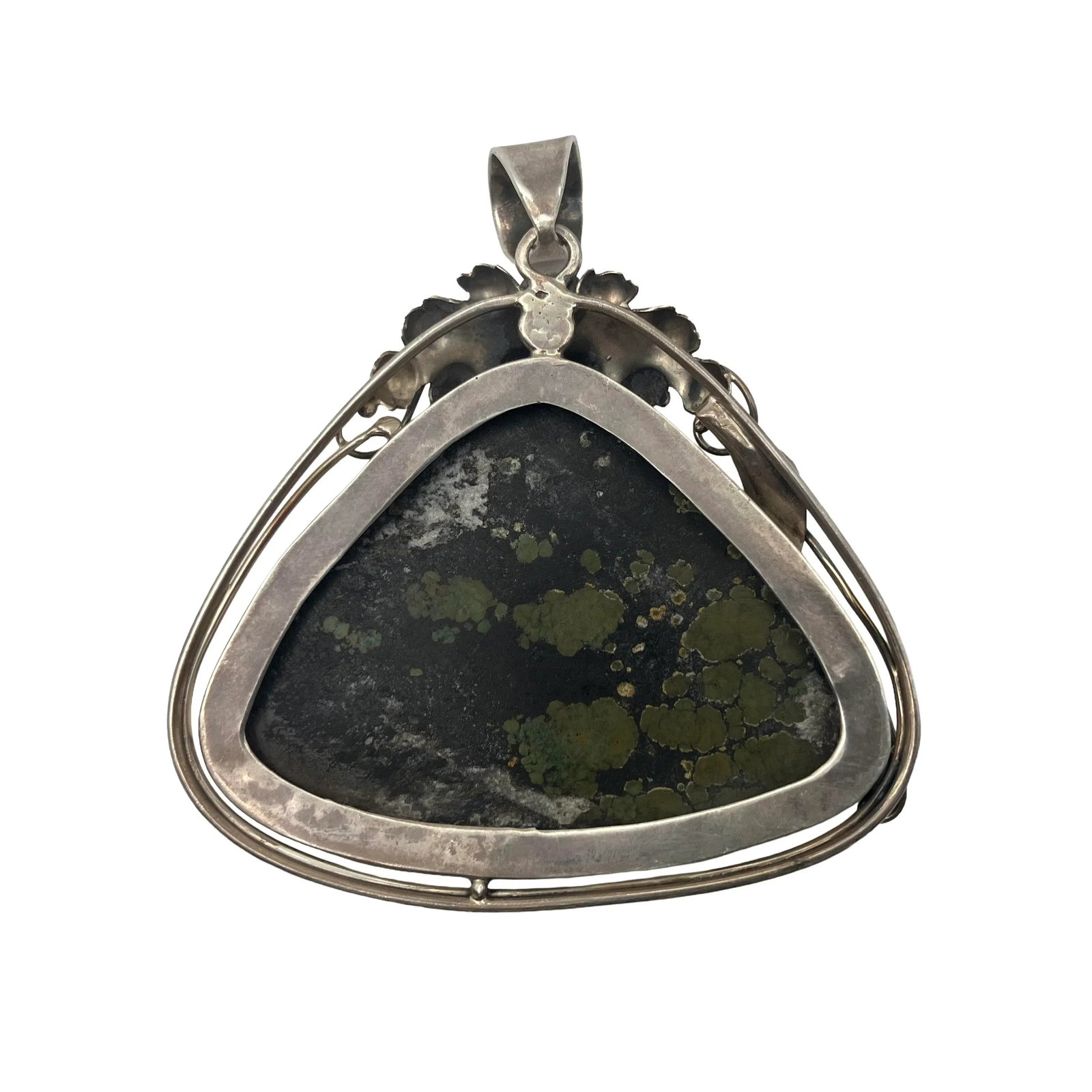 Vintage Spiderweb Turquoise Sterling Silver Pendant - 6