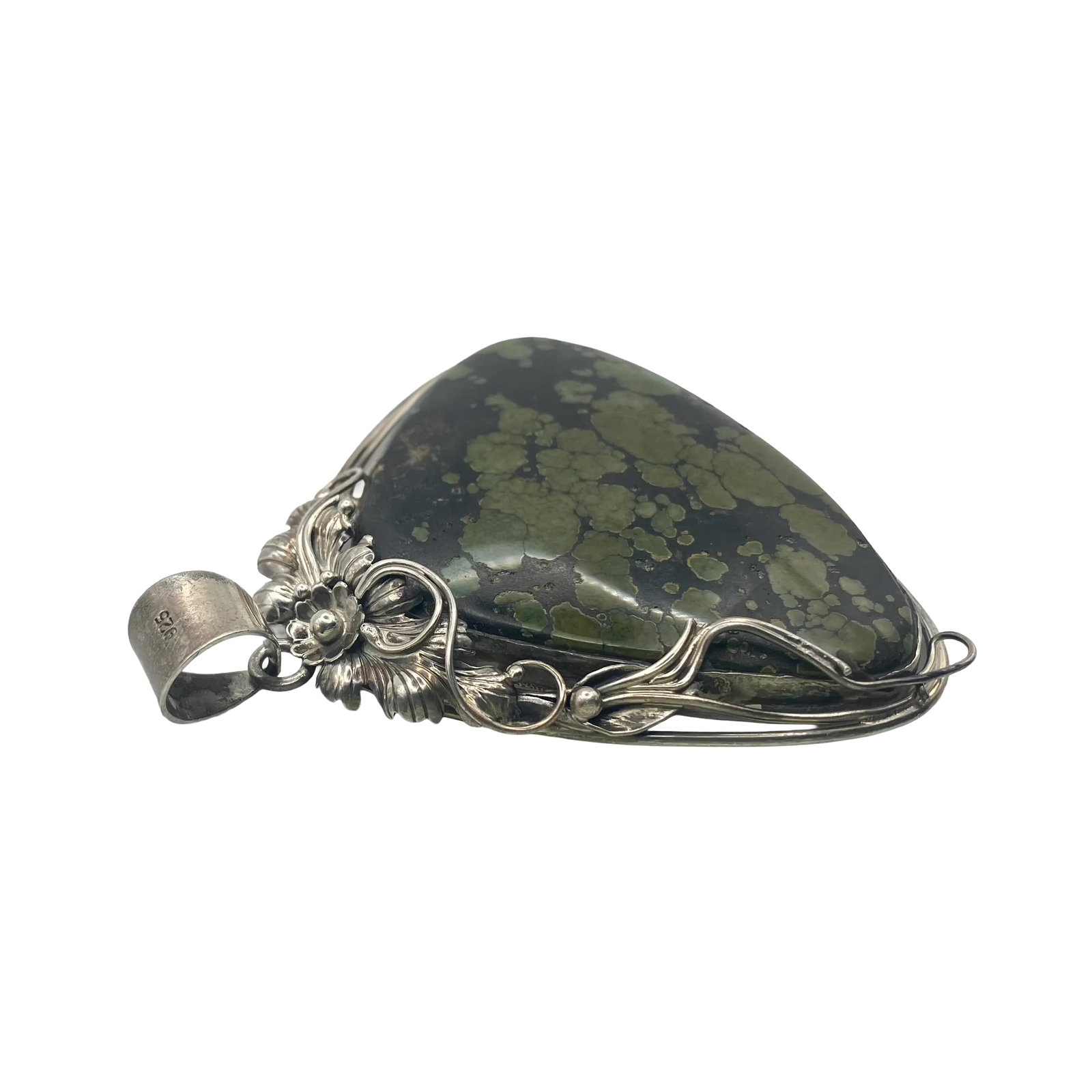 Vintage Spiderweb Turquoise Sterling Silver Pendant - 8