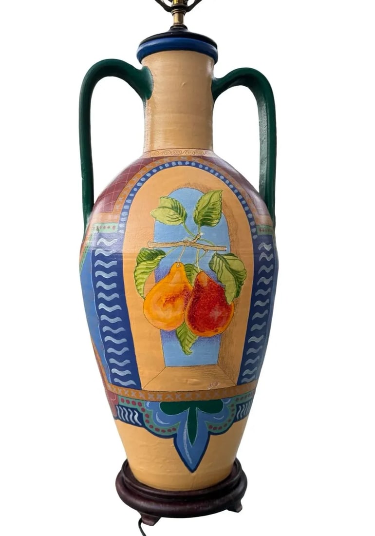 Vintage Hand Painted Urn Lamp - 2