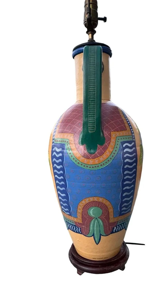 Vintage Hand Painted Urn Lamp - 3