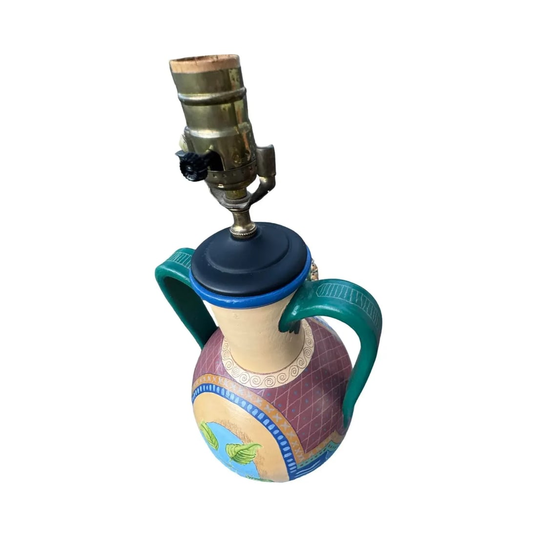 Vintage Hand Painted Urn Lamp - 7