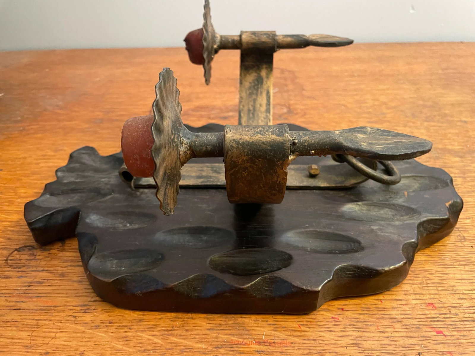 Vintage Wrought Iron and Carved Wood Wall Sconce - 4