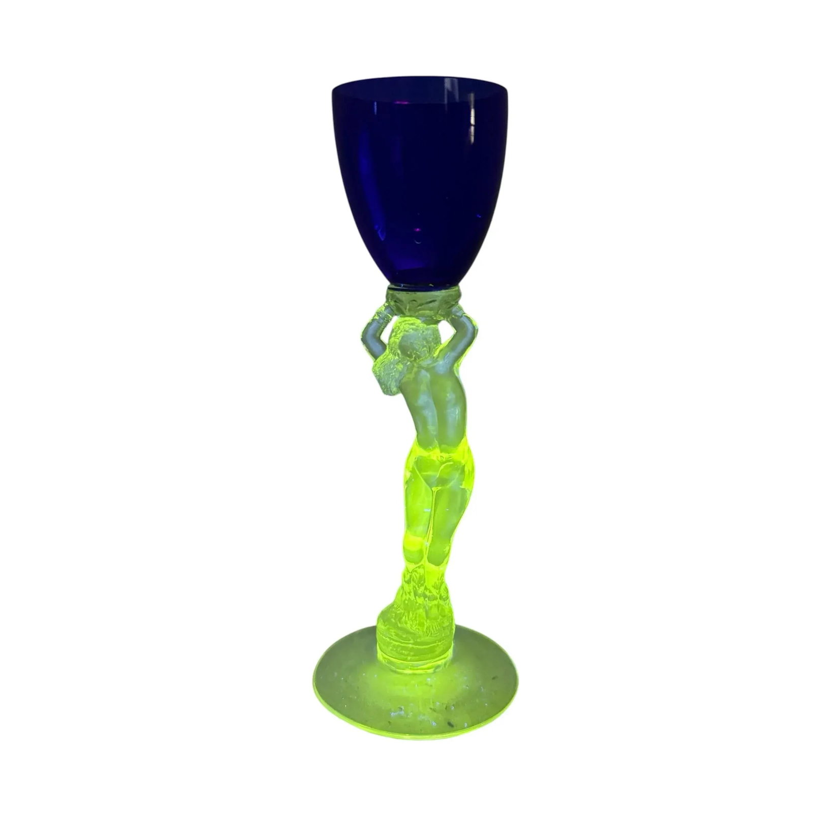 Cambridge Statuesque Nude Stem Cordial Glasses Brandy Port Wine Cobalt Blue Bowl - 2