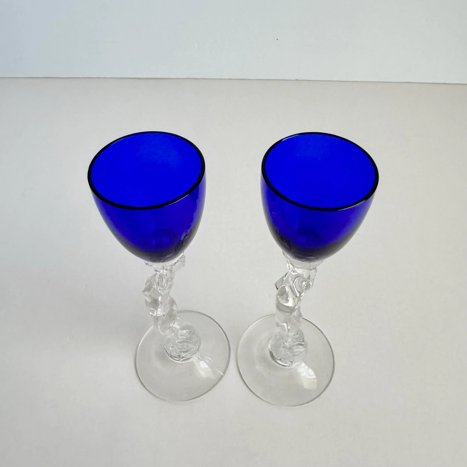 Cambridge Statuesque Nude Stem Cordial Glasses Brandy Port Wine Cobalt Blue Bowl - 4