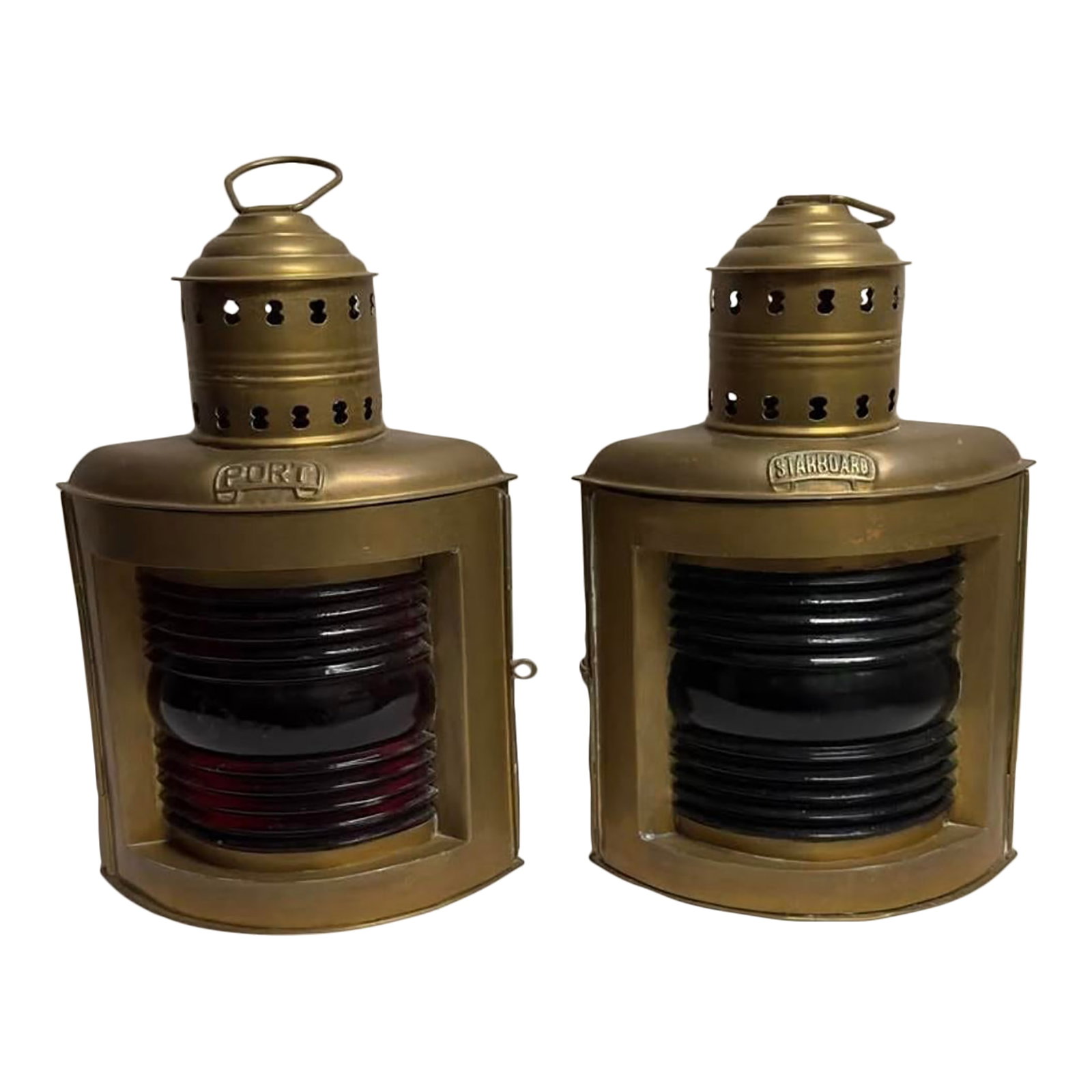 Vintage Nautical Decorative Brass Ship Lanterns, Port and Starboard - a Pair (1 of 5)