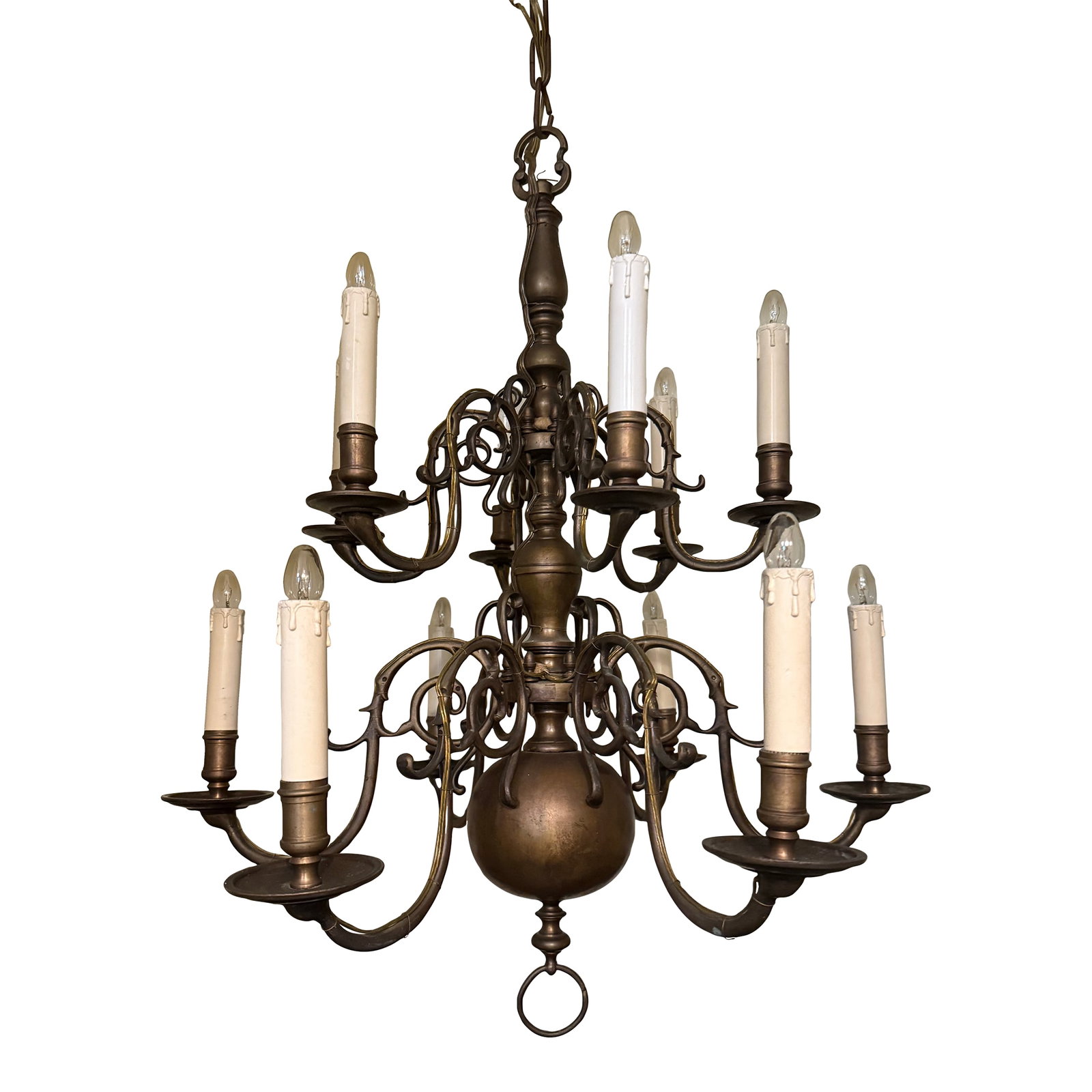 Early 12 Arm Colonial Brass Chandelier (1 of 5)