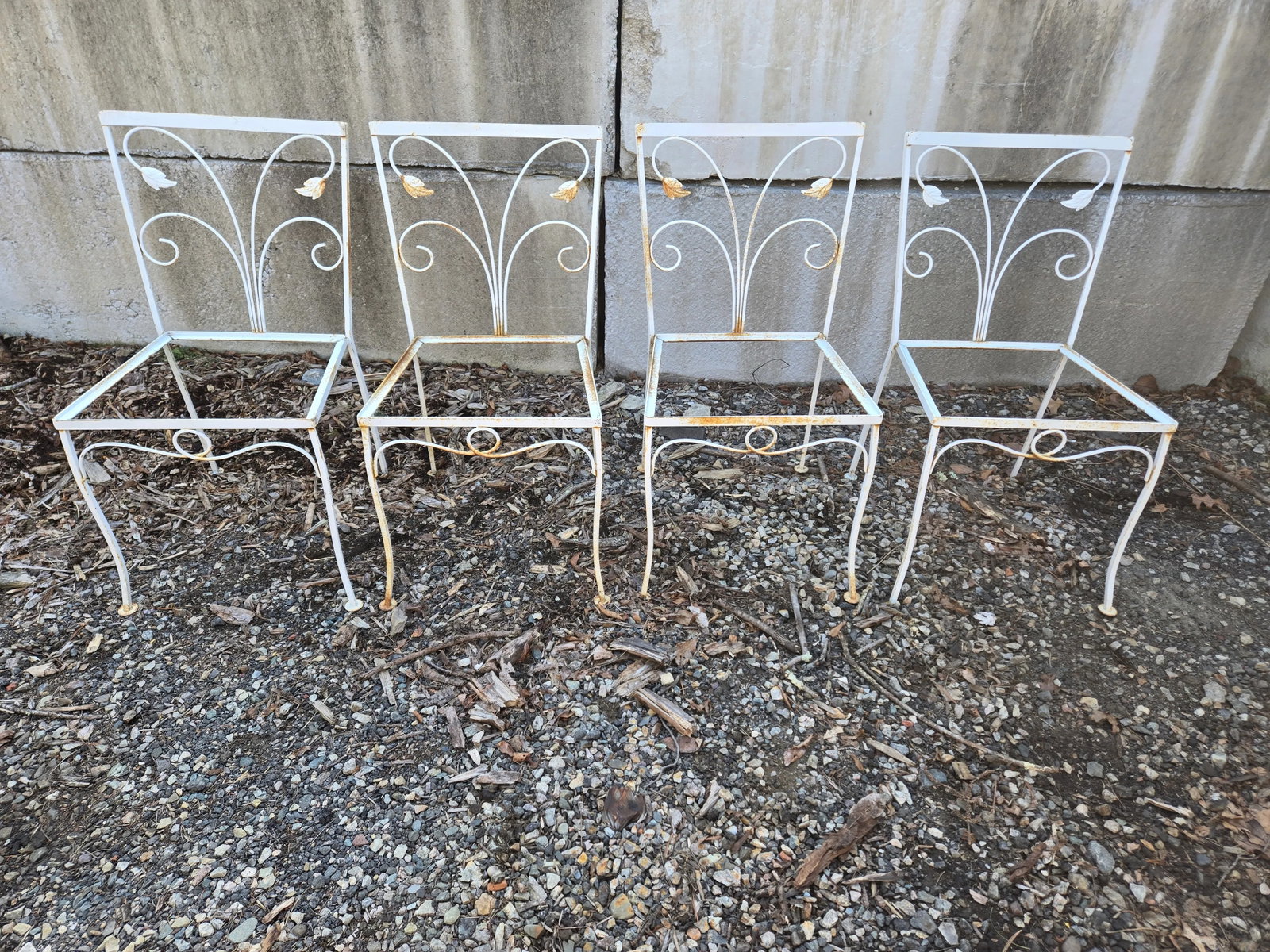 Vintage Salterini Style Wrought Iron Dining Chairs - Set of 4, Attributed - 11