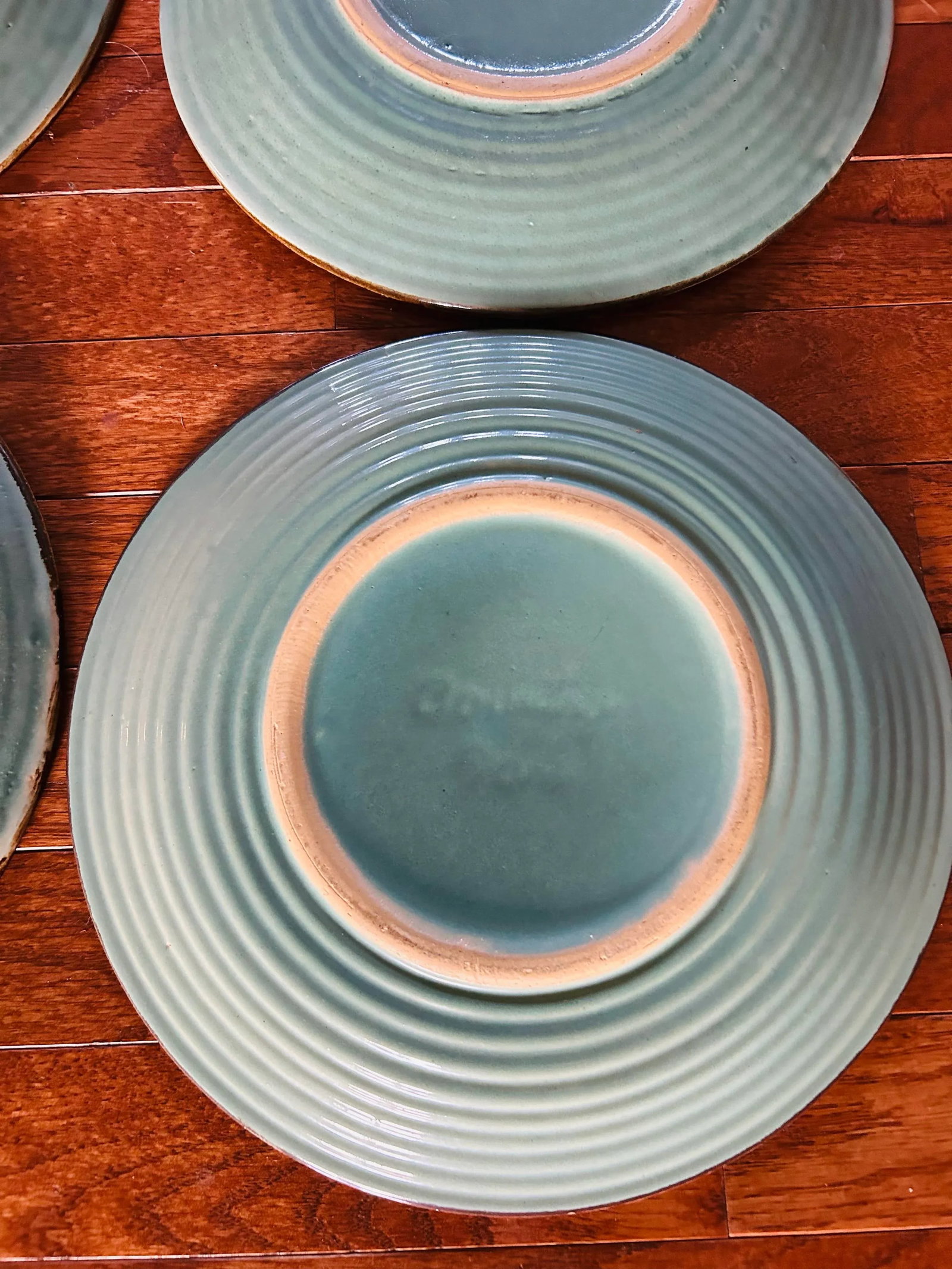 Vintage 1960's French Blue Stoneware Jars Turron Dinner Plates Set of 12 - 8