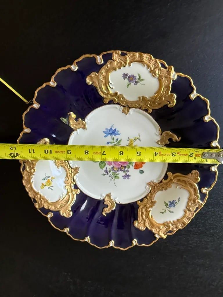 Meissen Cobalt Blue and White With Floral Accents Plate - 3