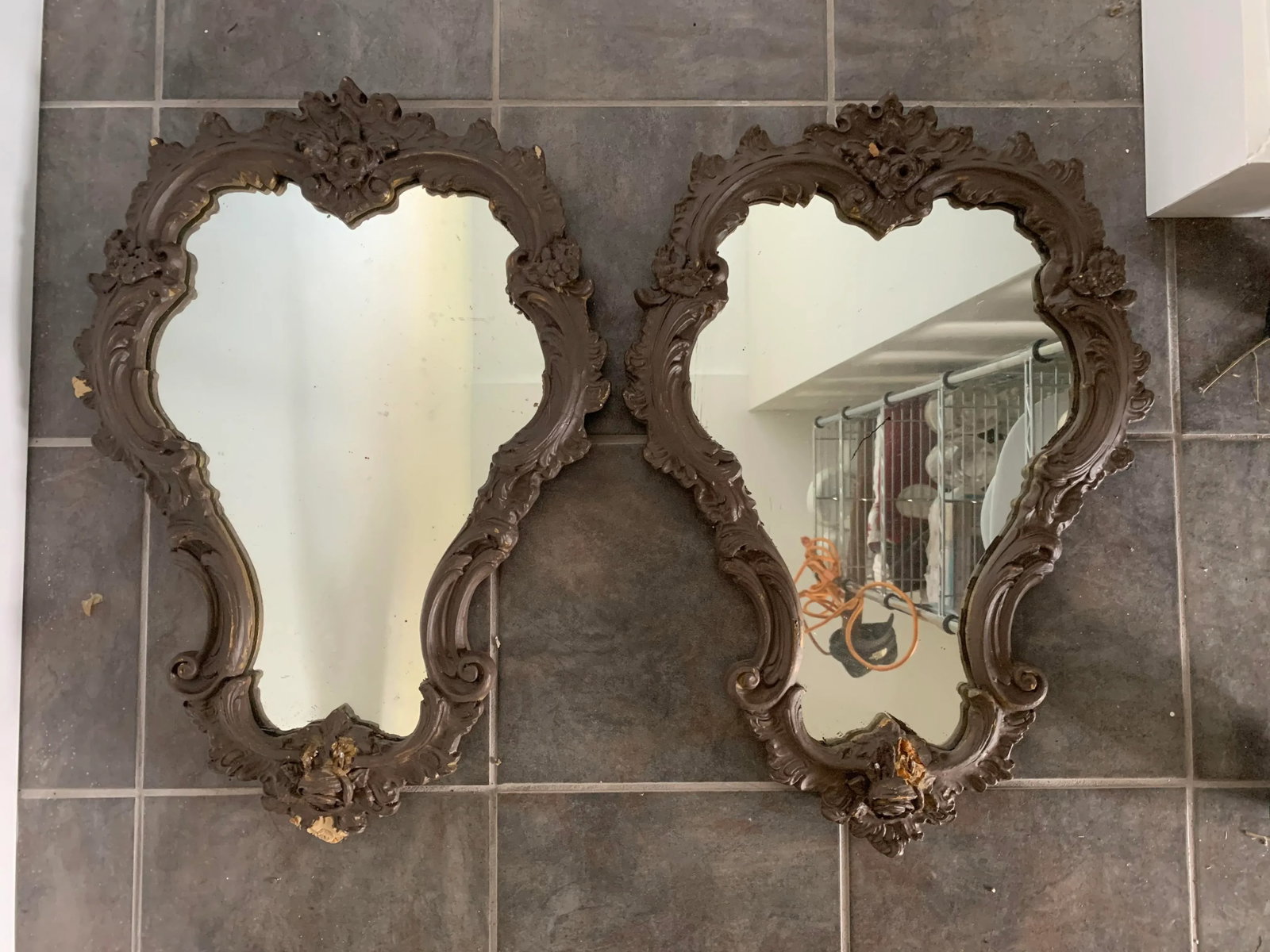 Antique French Rococo Mirrors - a Pair - 13