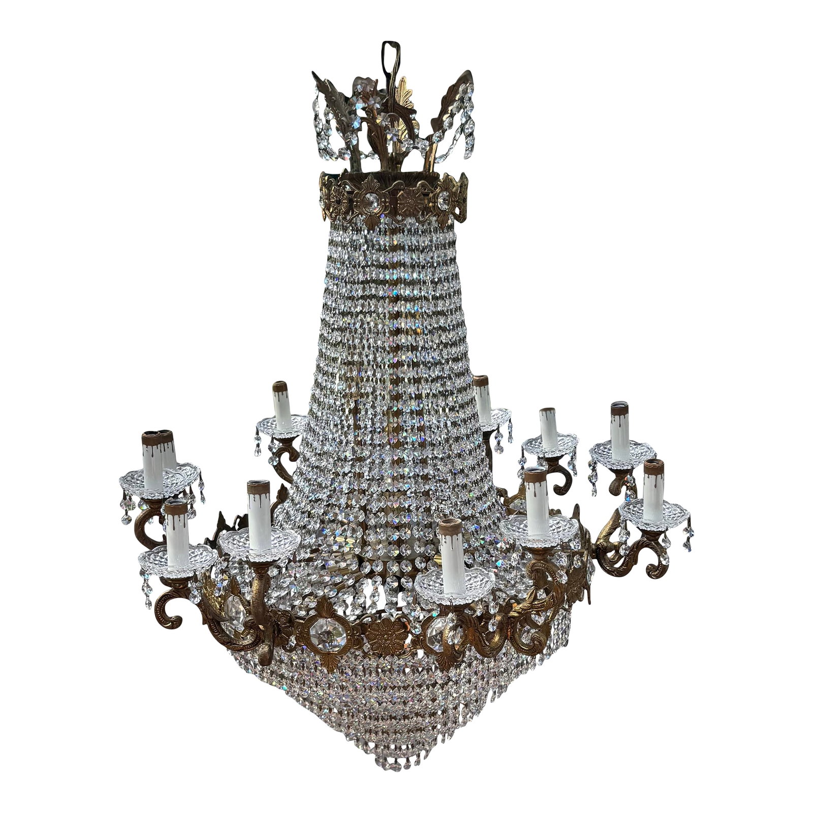 Antique Italian Empire Bronze and Crystal Chandelier (1 of 5)