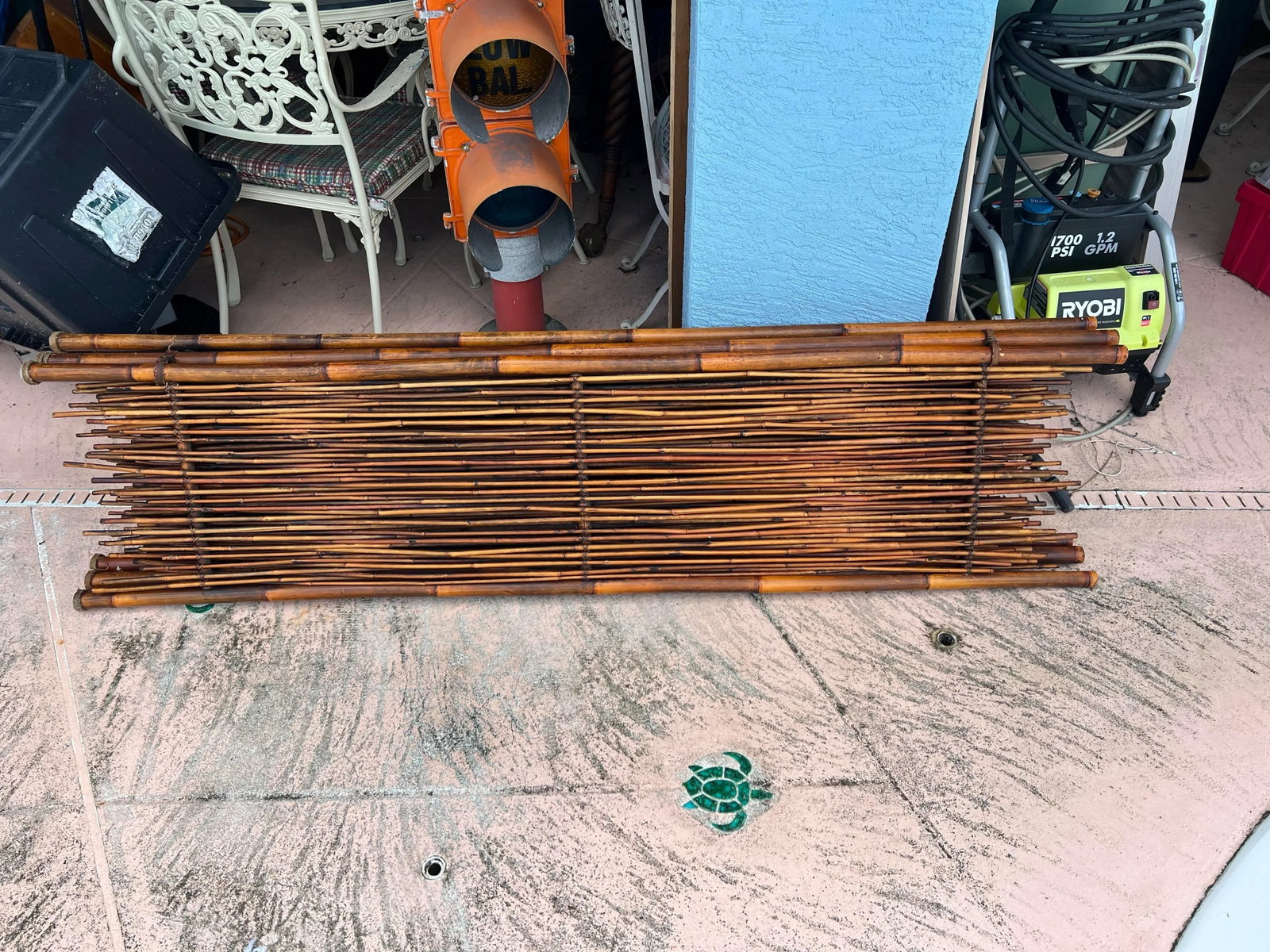 Vintage Bamboo Wall Divider Screen - 9