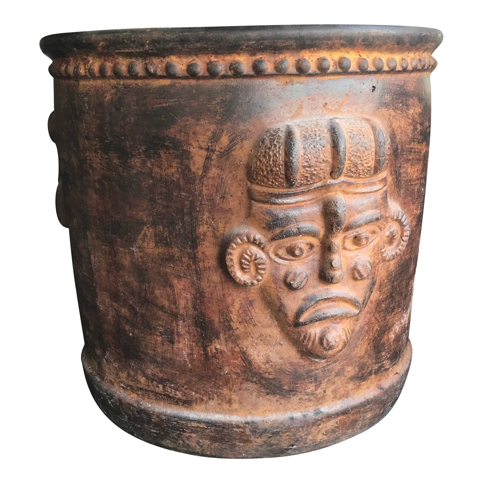 Large Vintage Mayan Style Clay Planters Pot Jardiniere (1 of 8)