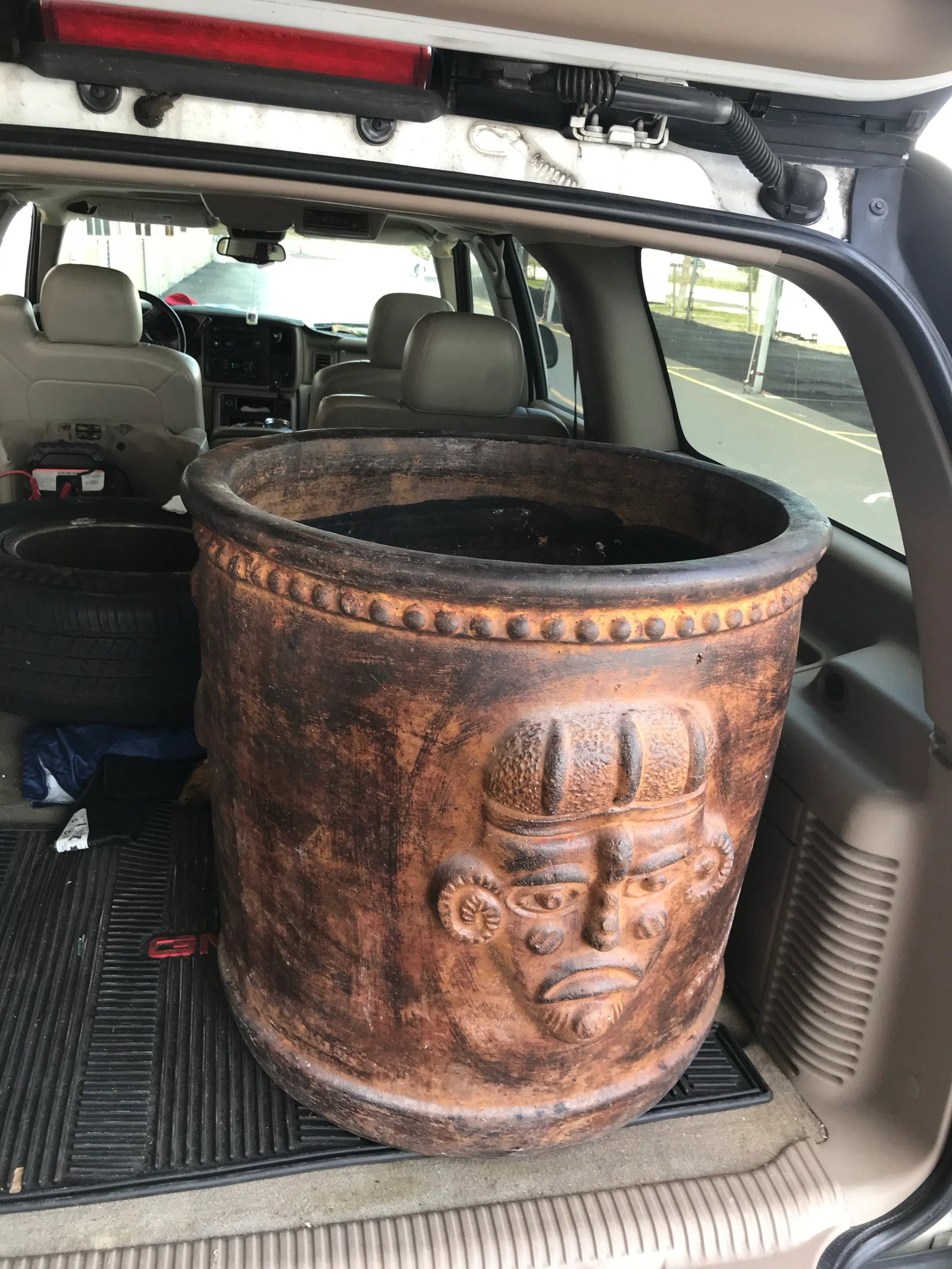 Large Vintage Mayan Style Clay Planters Pot Jardiniere - 3