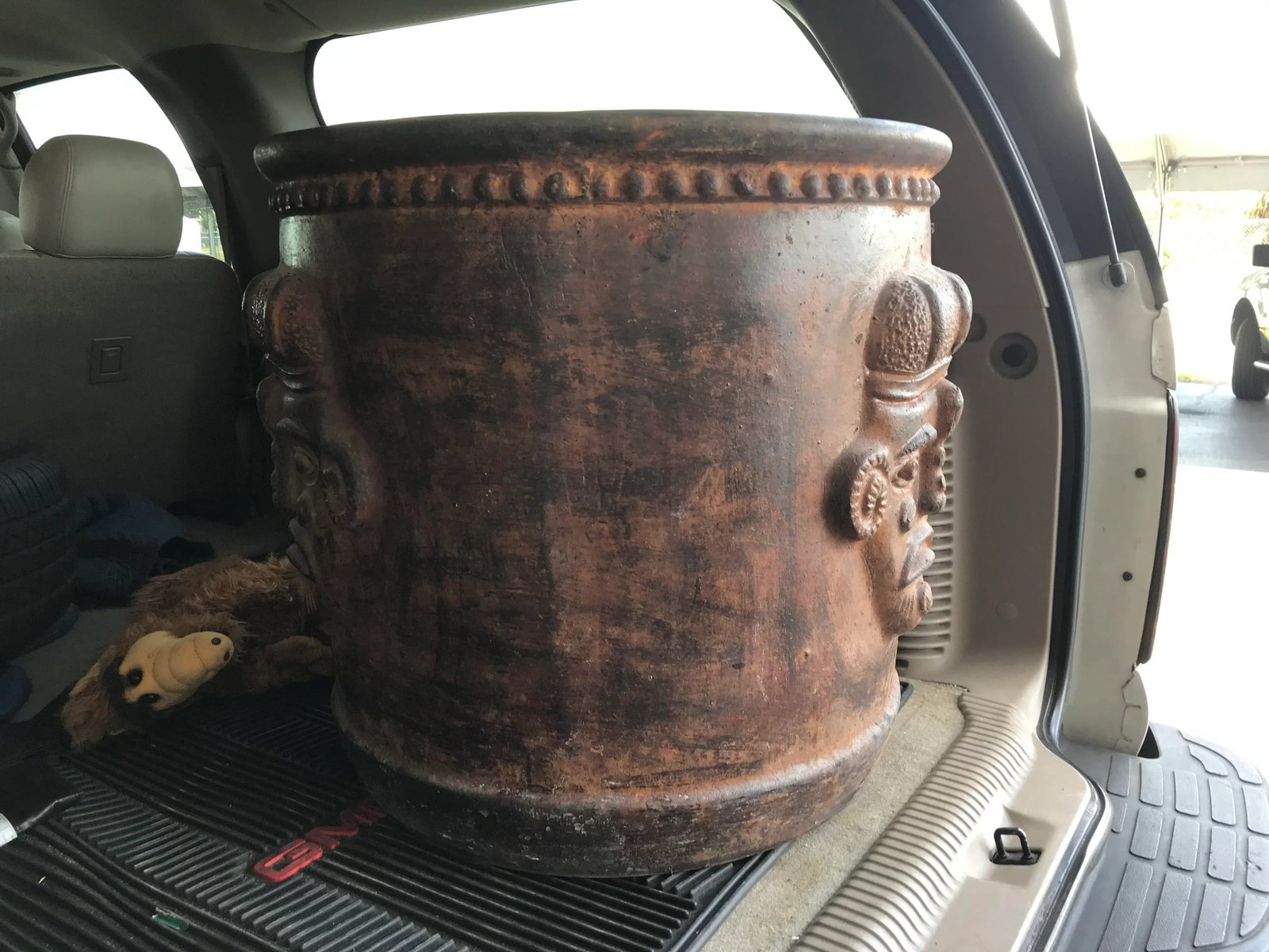 Large Vintage Mayan Style Clay Planters Pot Jardiniere - 4