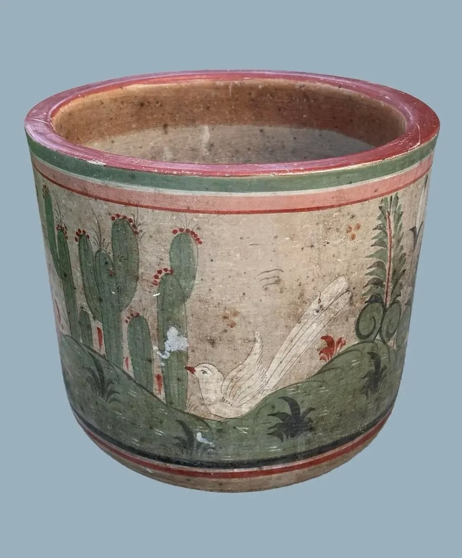 Rare Vintage Tonala Mexico Ceramic Large Planter Pot - 2