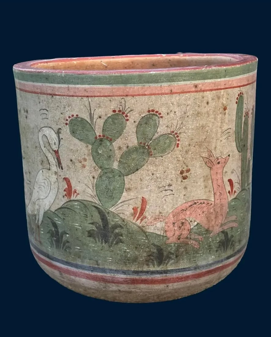 Rare Vintage Tonala Mexico Ceramic Large Planter Pot - 3