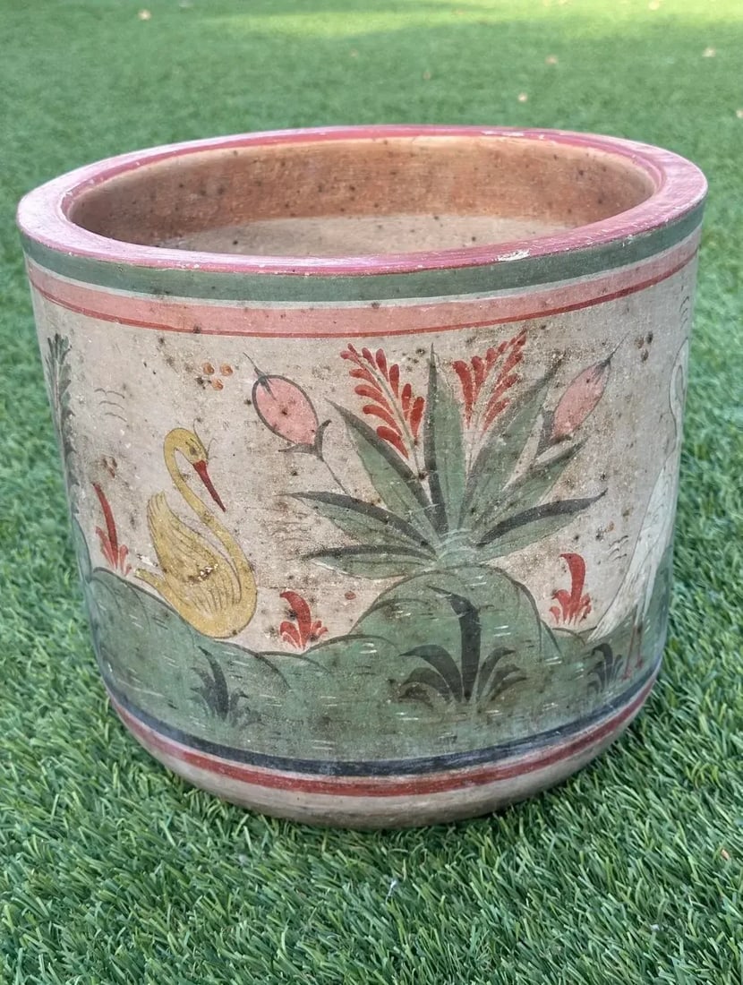 Rare Vintage Tonala Mexico Ceramic Large Planter Pot - 7
