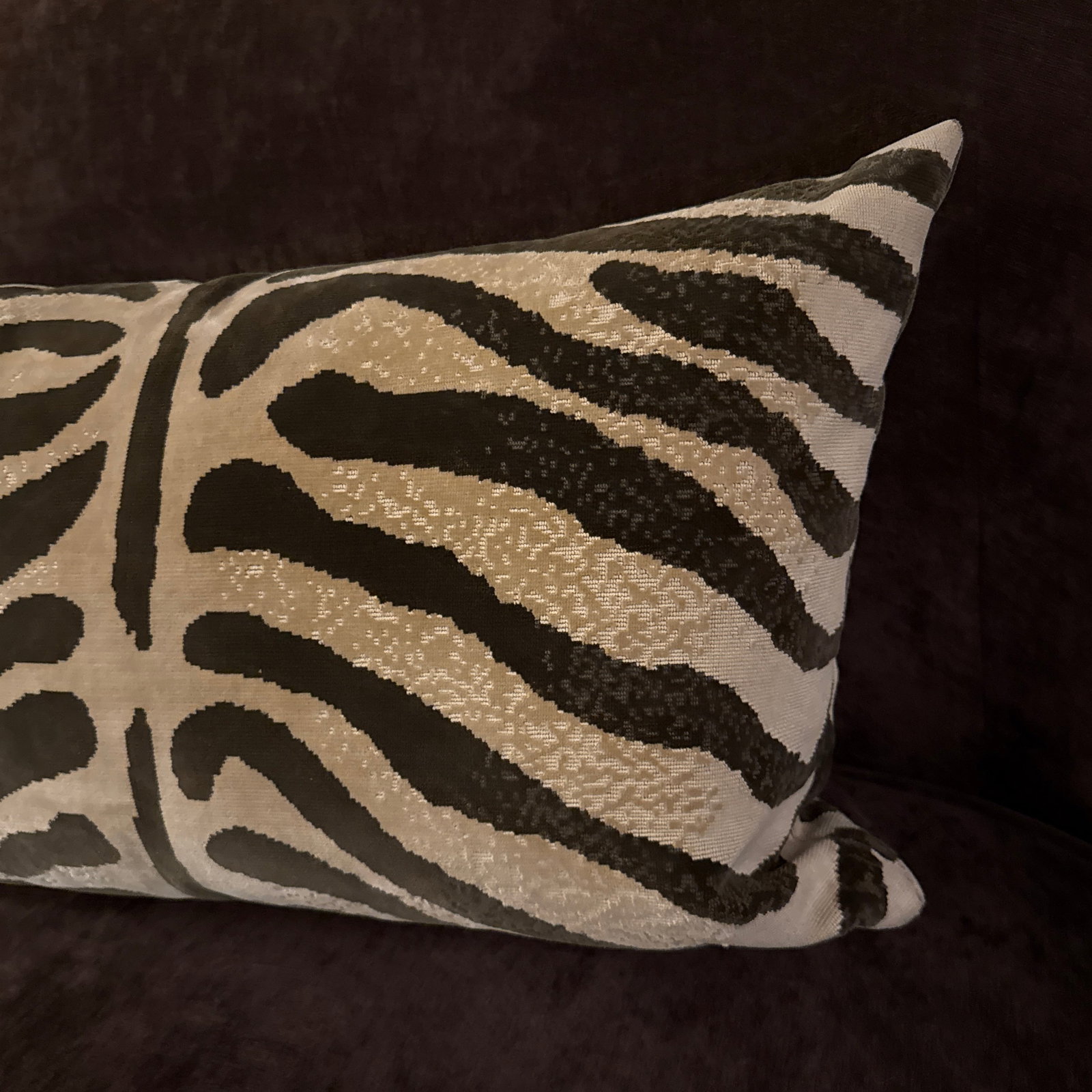Custom Velvet Zebra Print Lumbar Pillow - 2