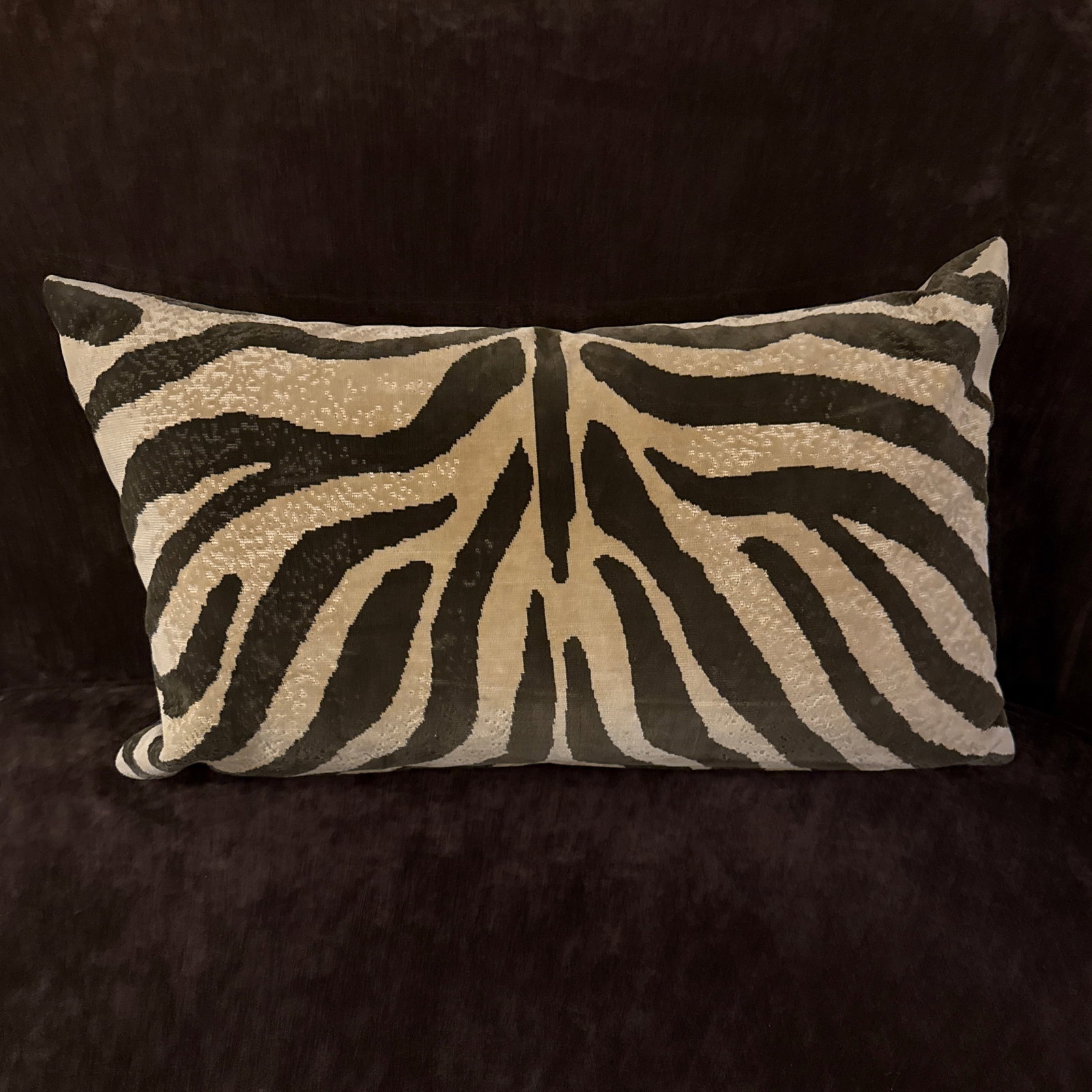 Custom Velvet Zebra Print Lumbar Pillow - 3