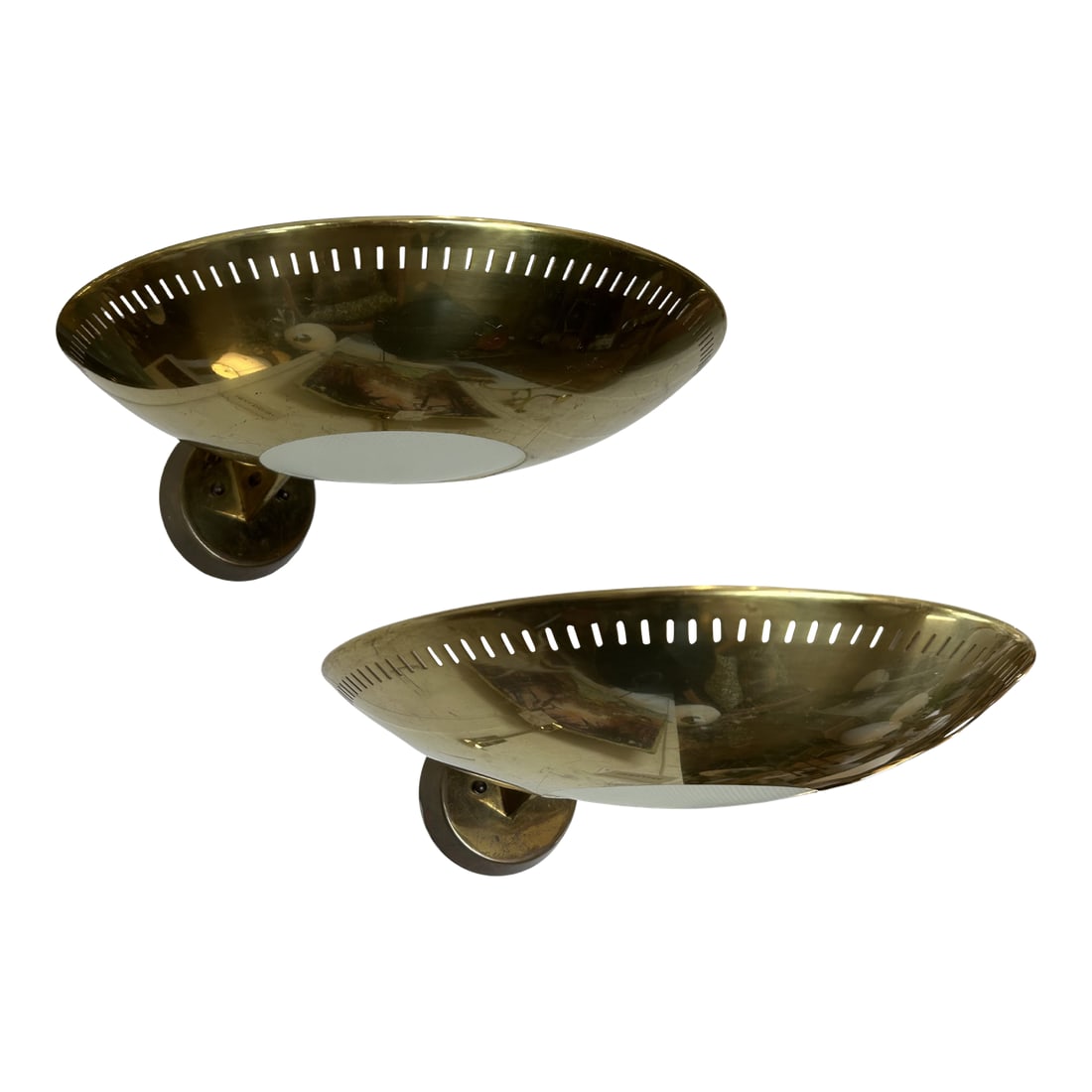 Mid 20th Century Mid-Century Modern Lightolier Atomic "Ufo" Brass Wall Sconces - a Pair (1 of 5)