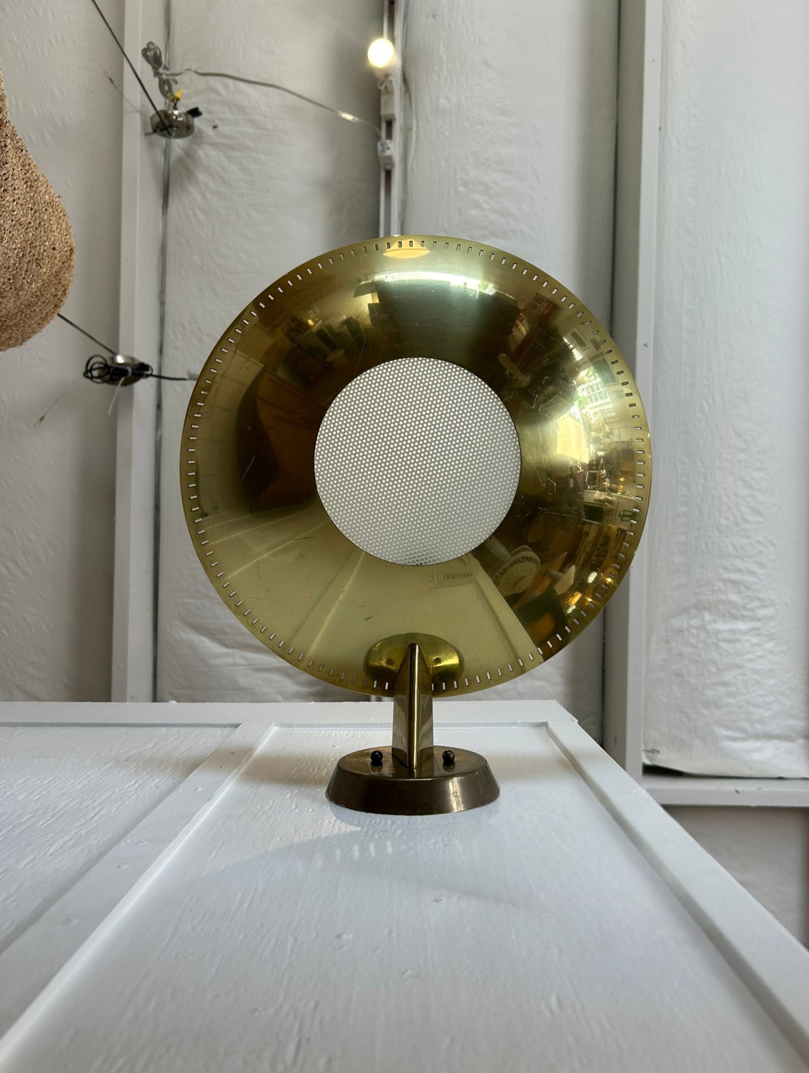 Mid 20th Century Mid-Century Modern Lightolier Atomic "Ufo" Brass Wall Sconces - a Pair - 4