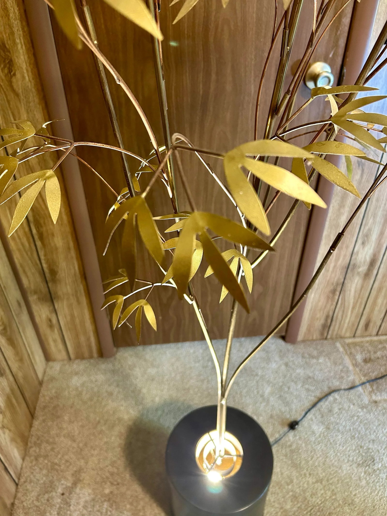 Copper and Brass, Curtis Jere Designed, Uplit-Lighting, Bamboo Tree, Brutalist, 1970's-1980's, McM, - 2