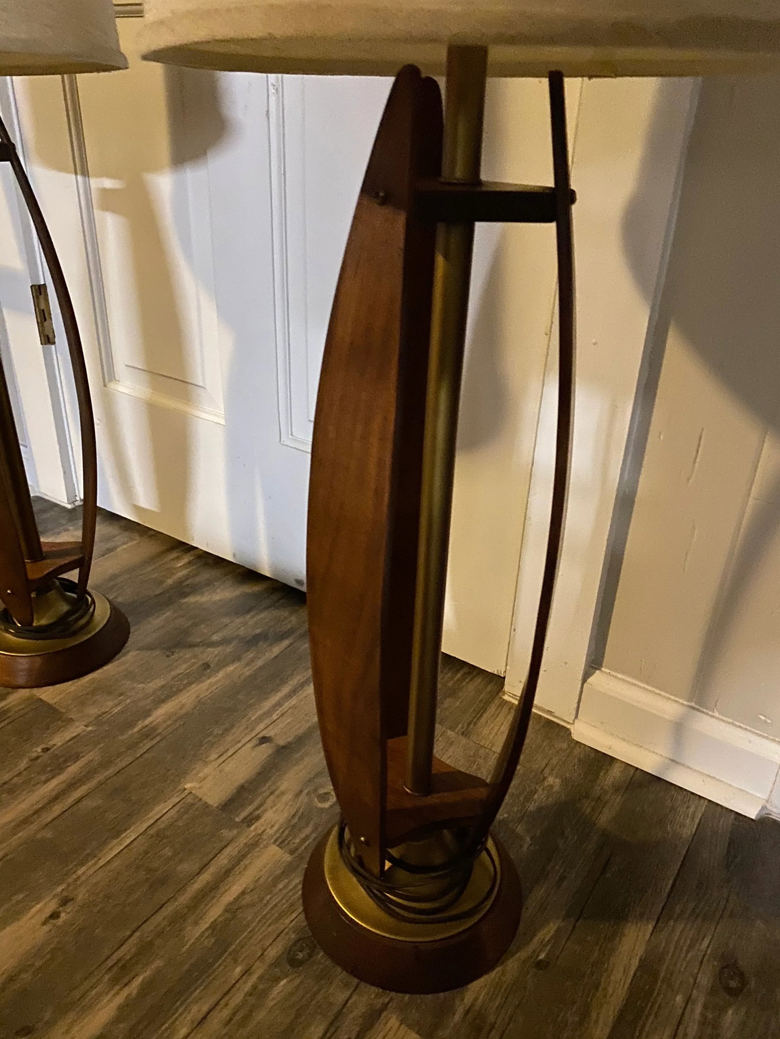 Mid Century Danish Teak Lamps with Shades - a Pair - 2